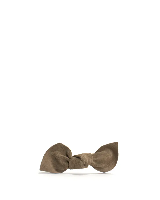 Linnie hair elastic grand bow Calf suede Mushroom sold by Anonymous Copenhagen