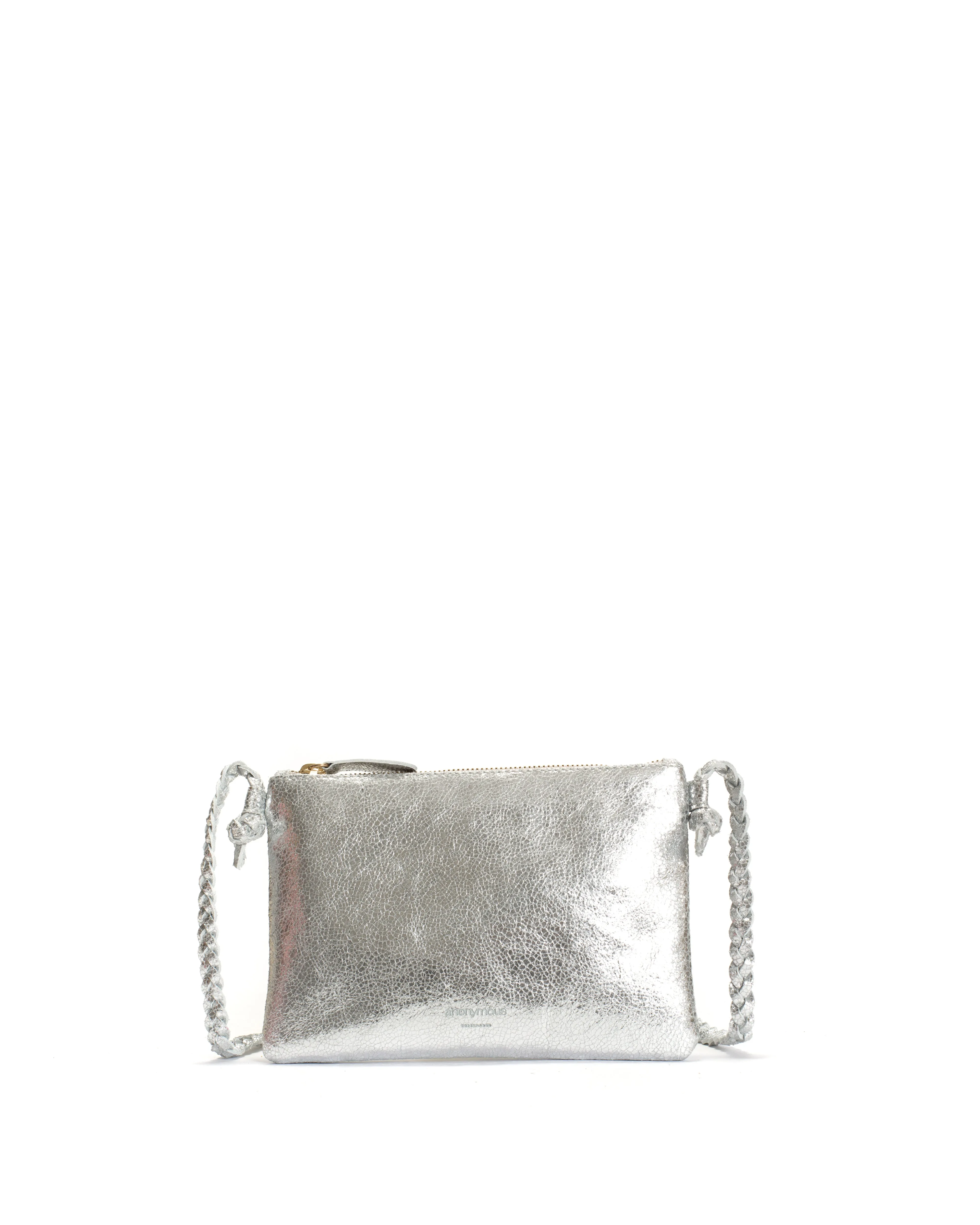 Thinna clutch Crackled metallic goat Silver sold by Anonymous Copenhagen