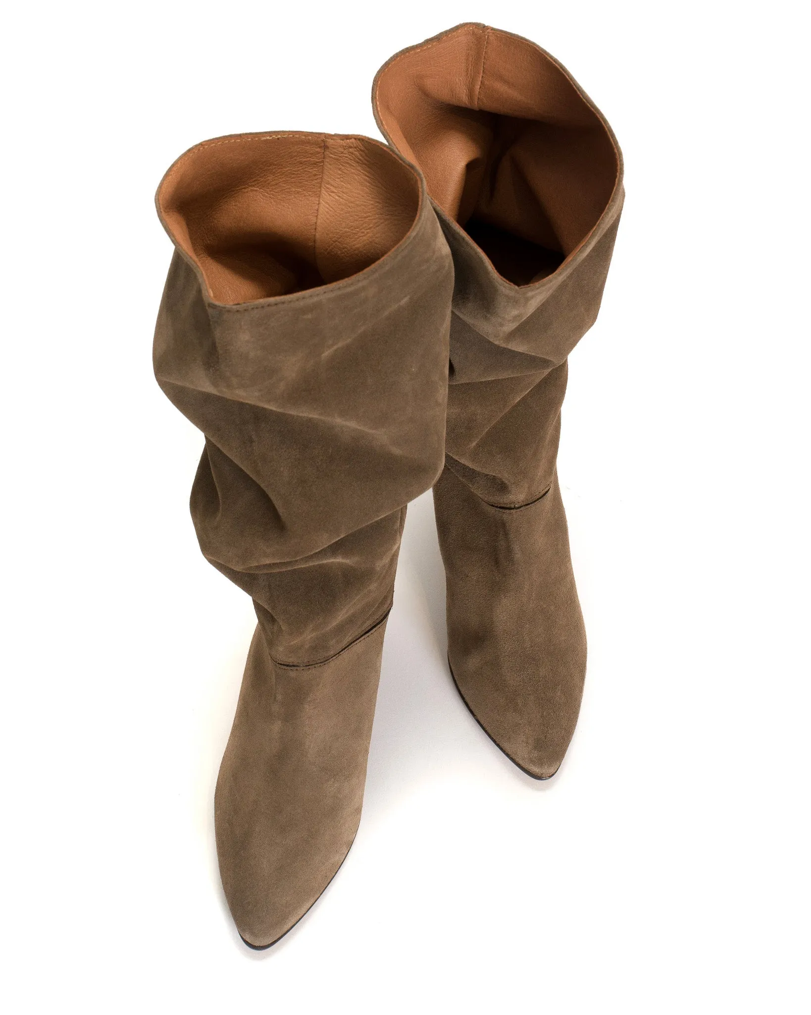 Jasmina 50 stiletto Calf suede & sleek leather Dark taupe sold by Anonymous Copenhagen product image thumbnail 3