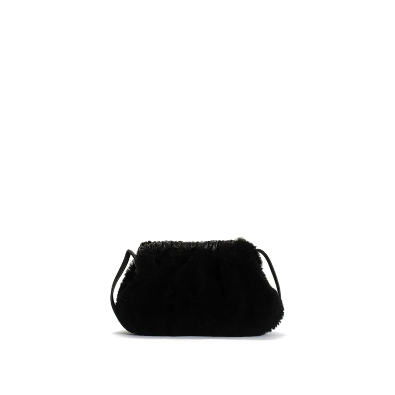 Hally petite cloud bag Lamb shearling & shiny lamb Black sold by Anonymous Copenhagen
