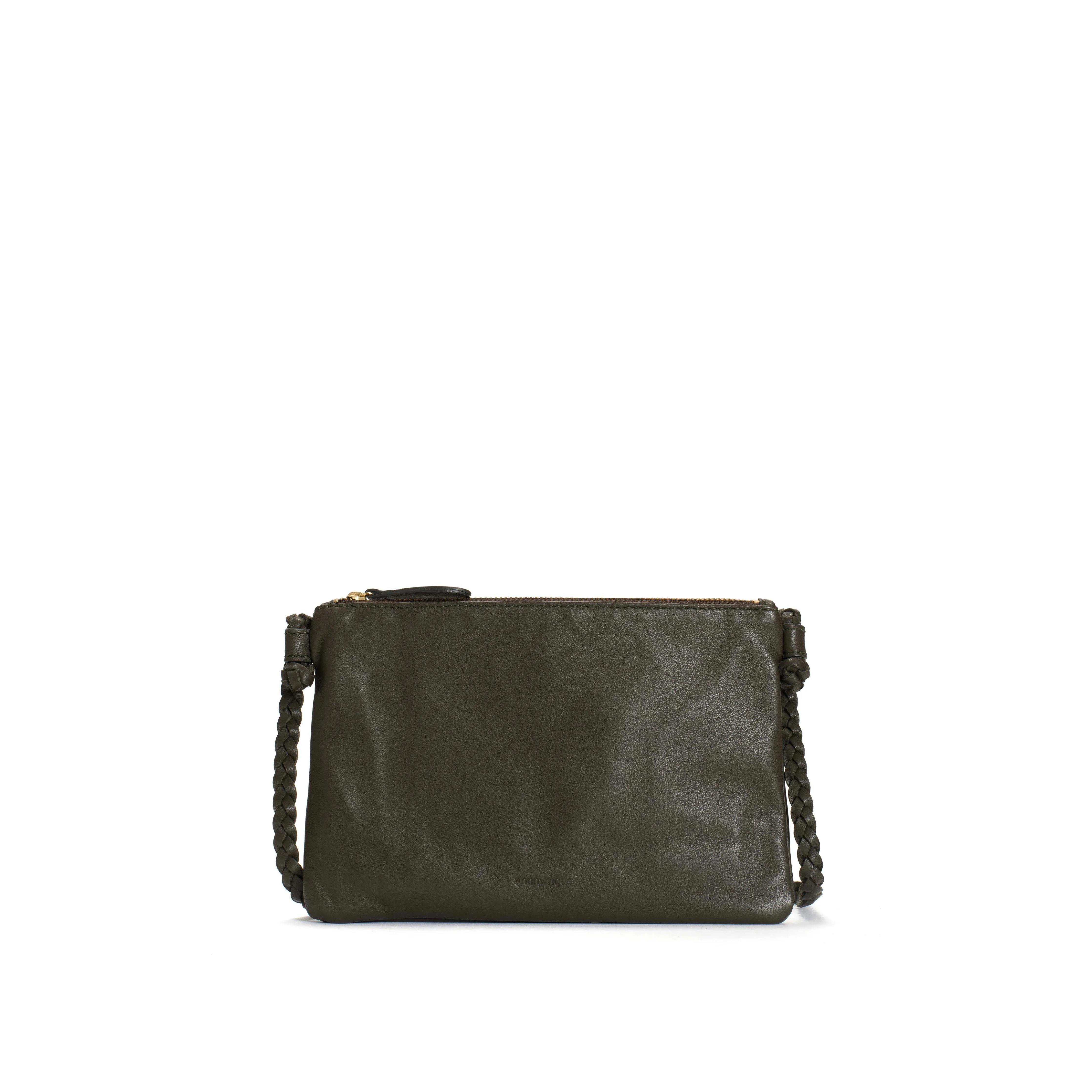 Thinna clutch Shiny lamb Olive green sold by Anonymous Copenhagen