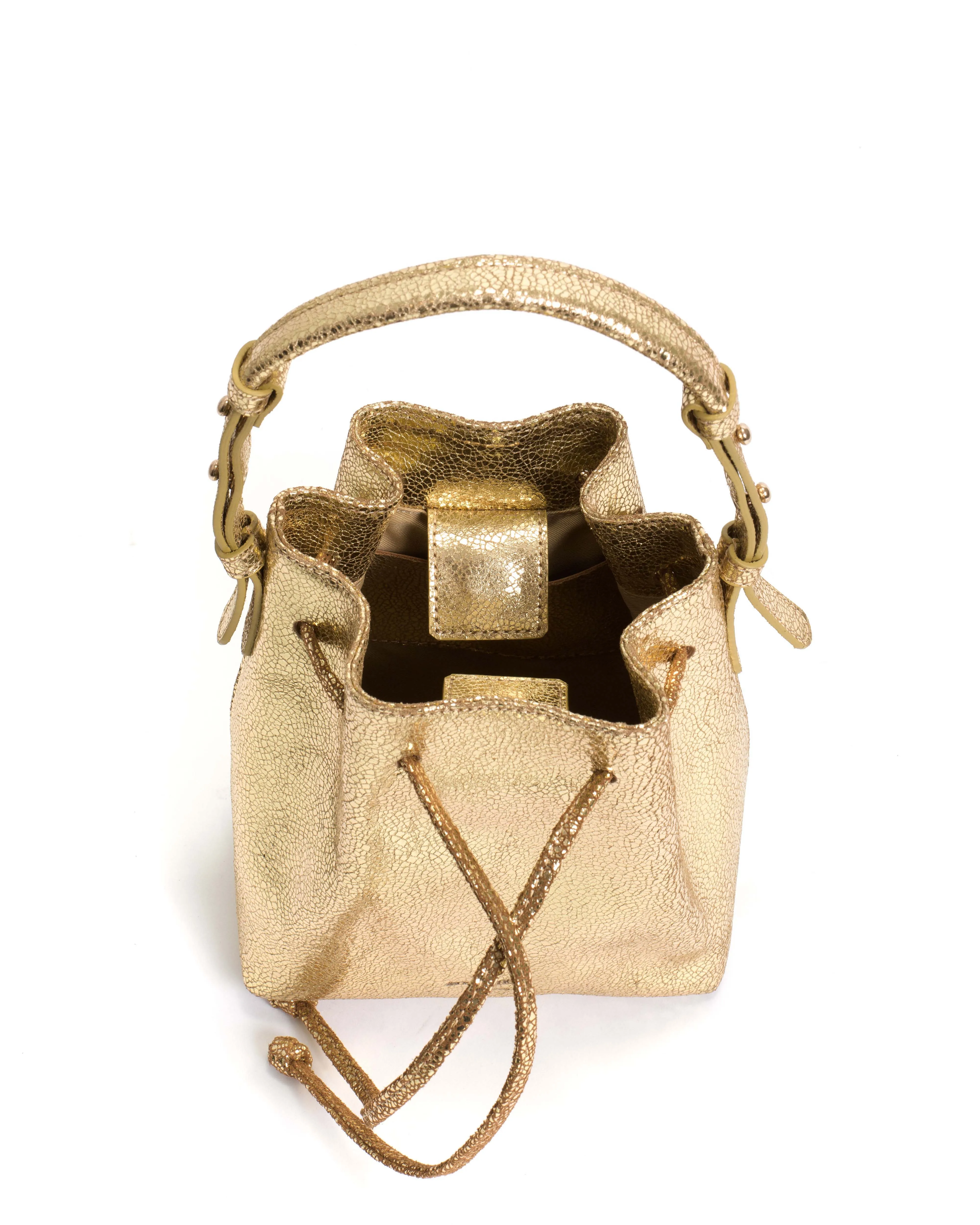 Kacey petite bucket bag Crackled metallic goat Gold sold by Anonymous Copenhagen product image thumbnail 3