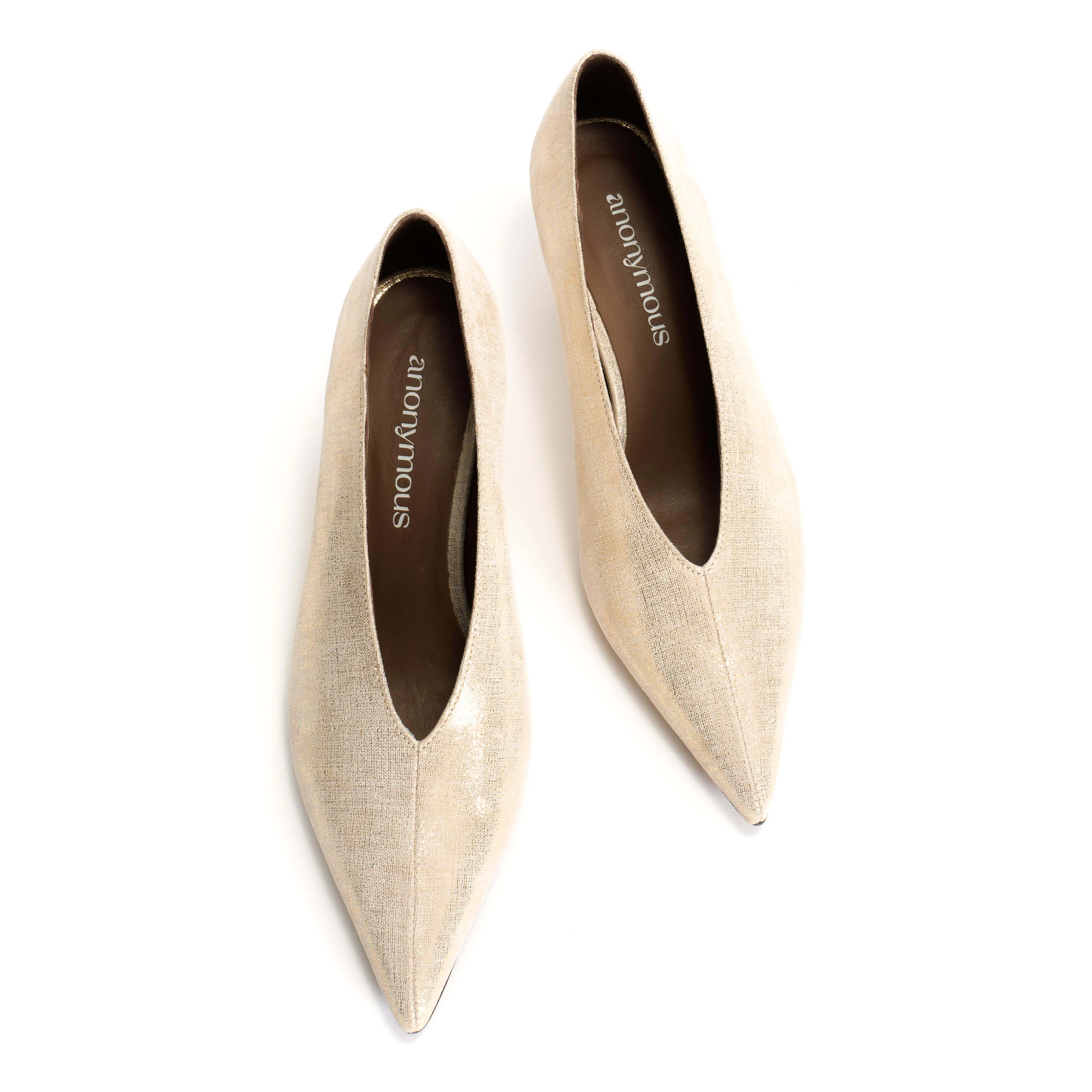 Phia 55 pin Linen metallic goat Gold sold by Anonymous Copenhagen product image thumbnail 3