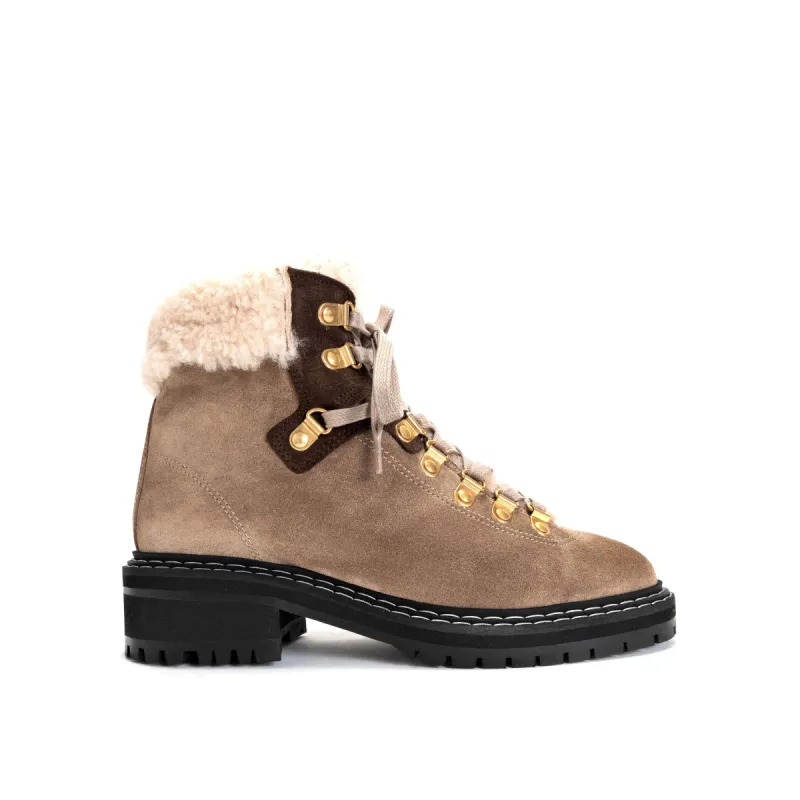 Beari Oily calf suede Sage grey & coffee brown sold by Anonymous Copenhagen