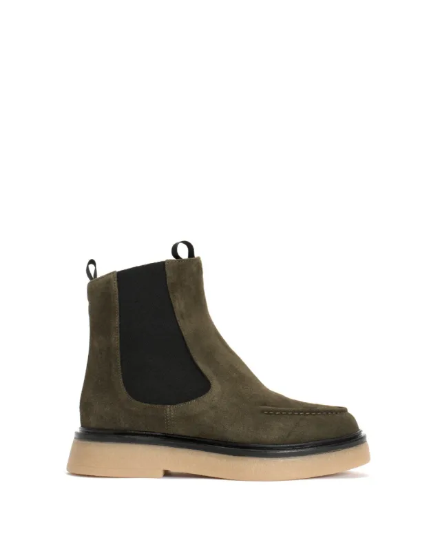 Kikie Calf suede Moss green & Natural sold by Anonymous Copenhagen