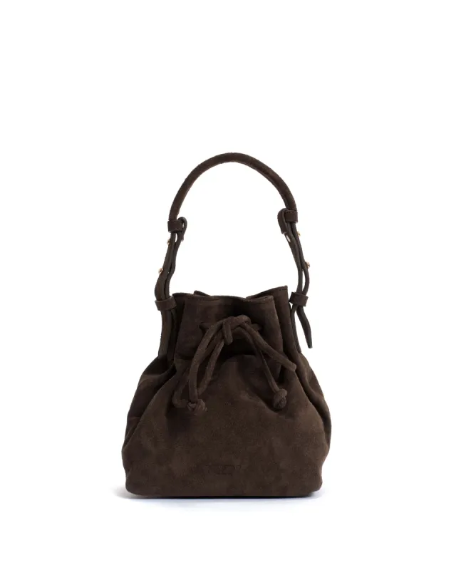 Kacey petite bucket bag Calf suede Coffee brown sold by Anonymous Copenhagen