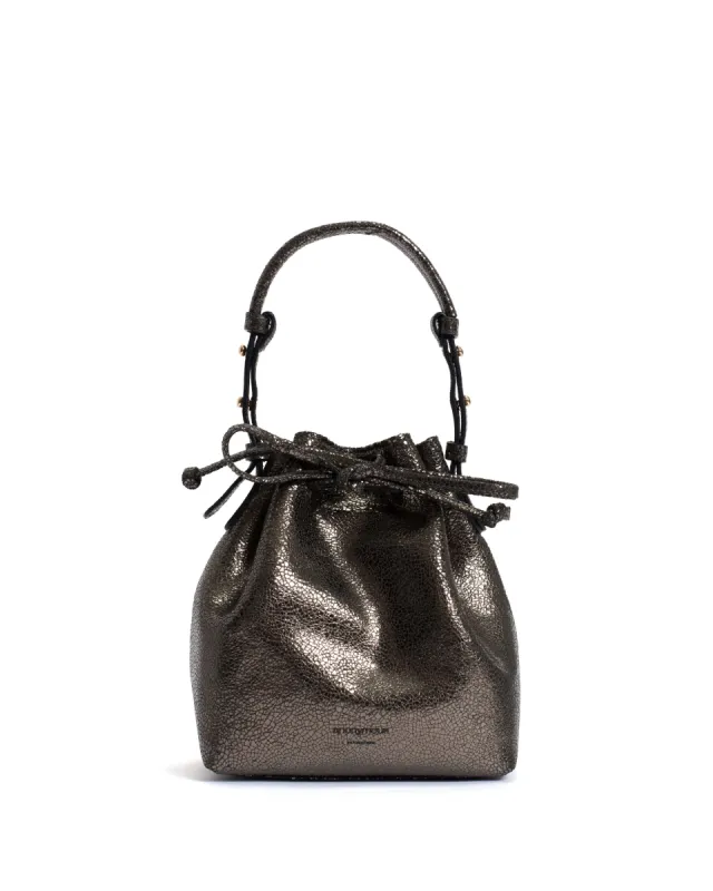 Kacey petite bucket bag Crackled metallic goat Platinum sold by Anonymous Copenhagen
