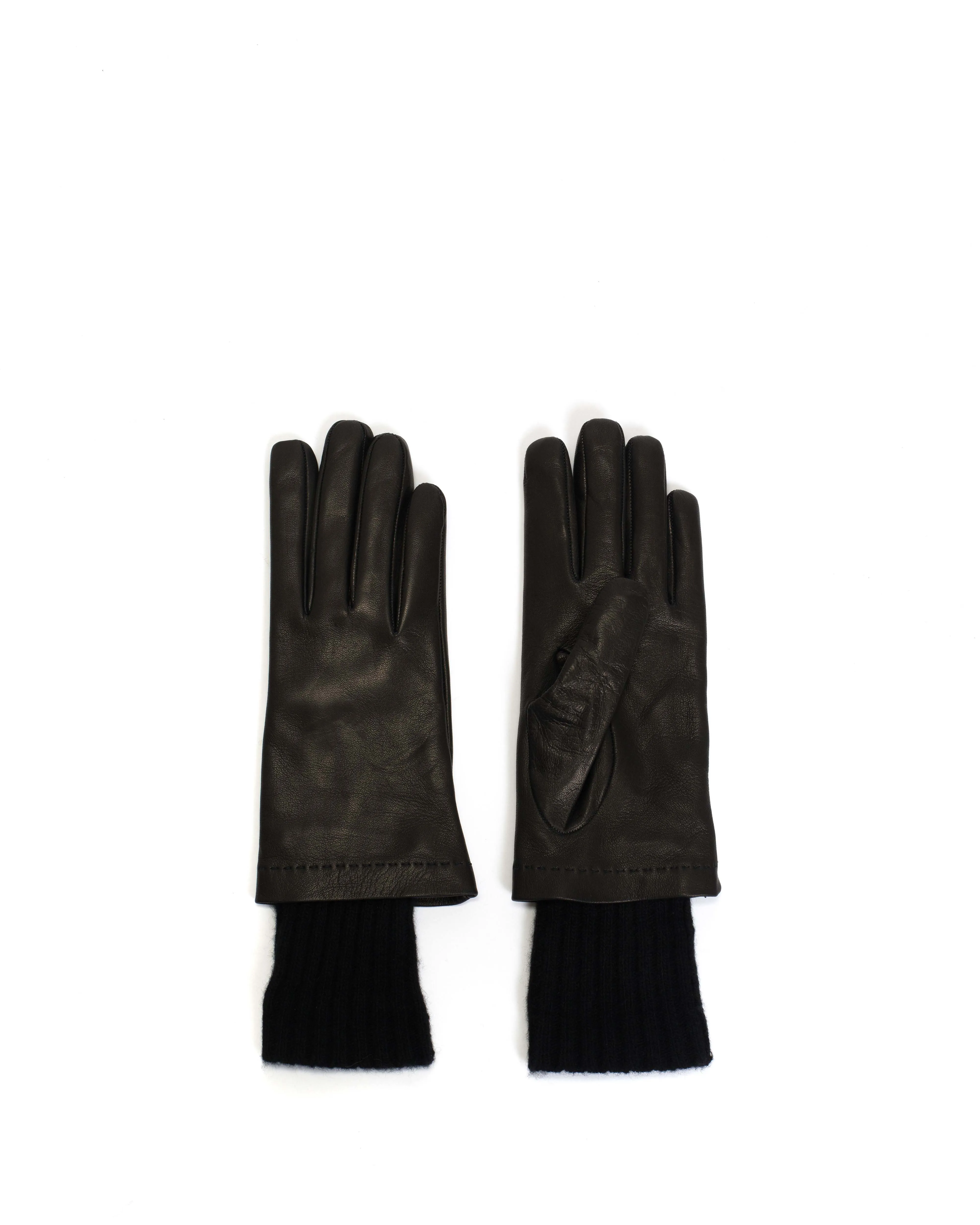 Hanni leather cashmere glove Lamb leather & 100% cashmere Black & black sold by Anonymous Copenhagen product image thumbnail 2