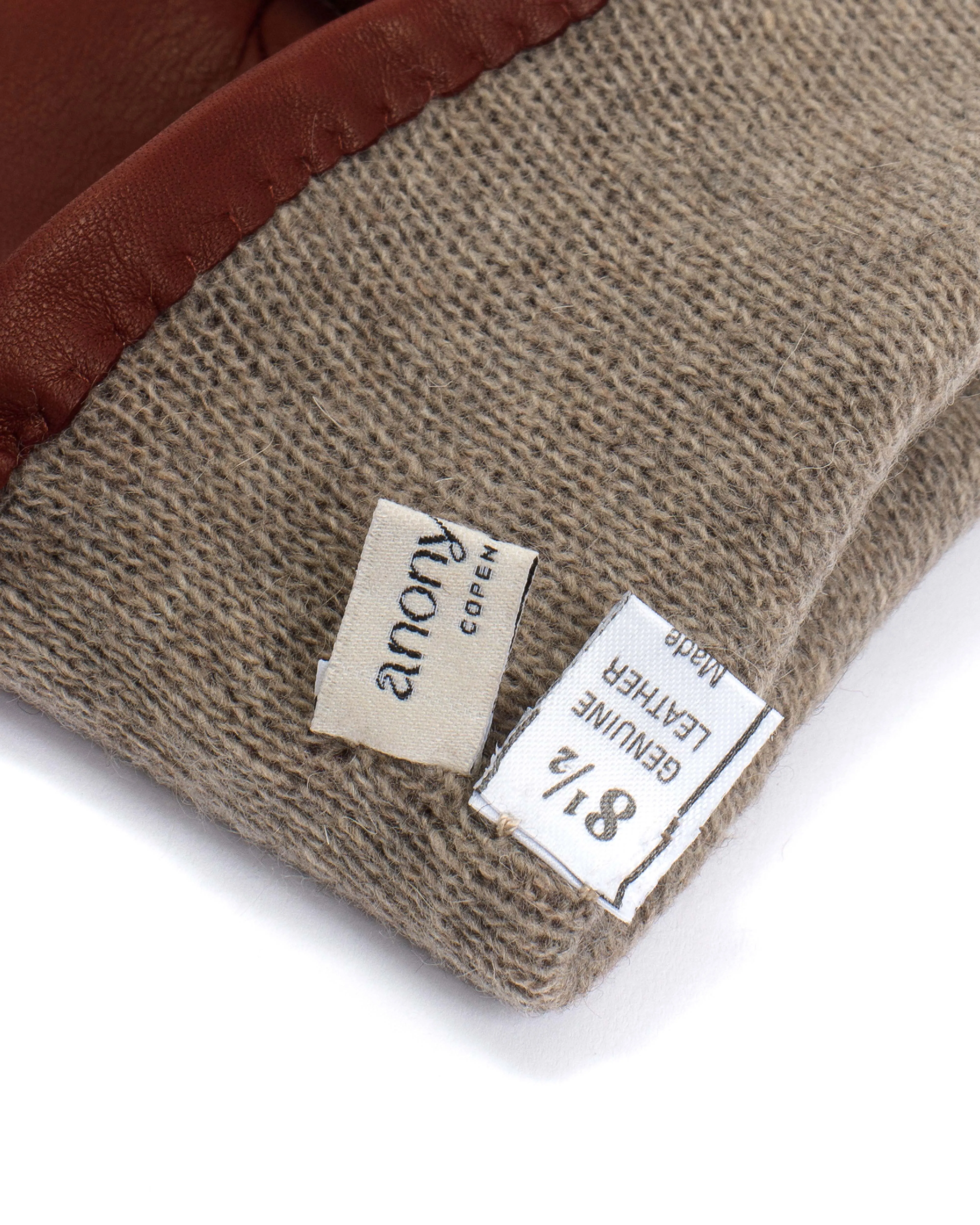 Bridget leather cashmere glove Lamb leather & 100% cashmere Ruby red & taupe sold by Anonymous Copenhagen product image thumbnail 5