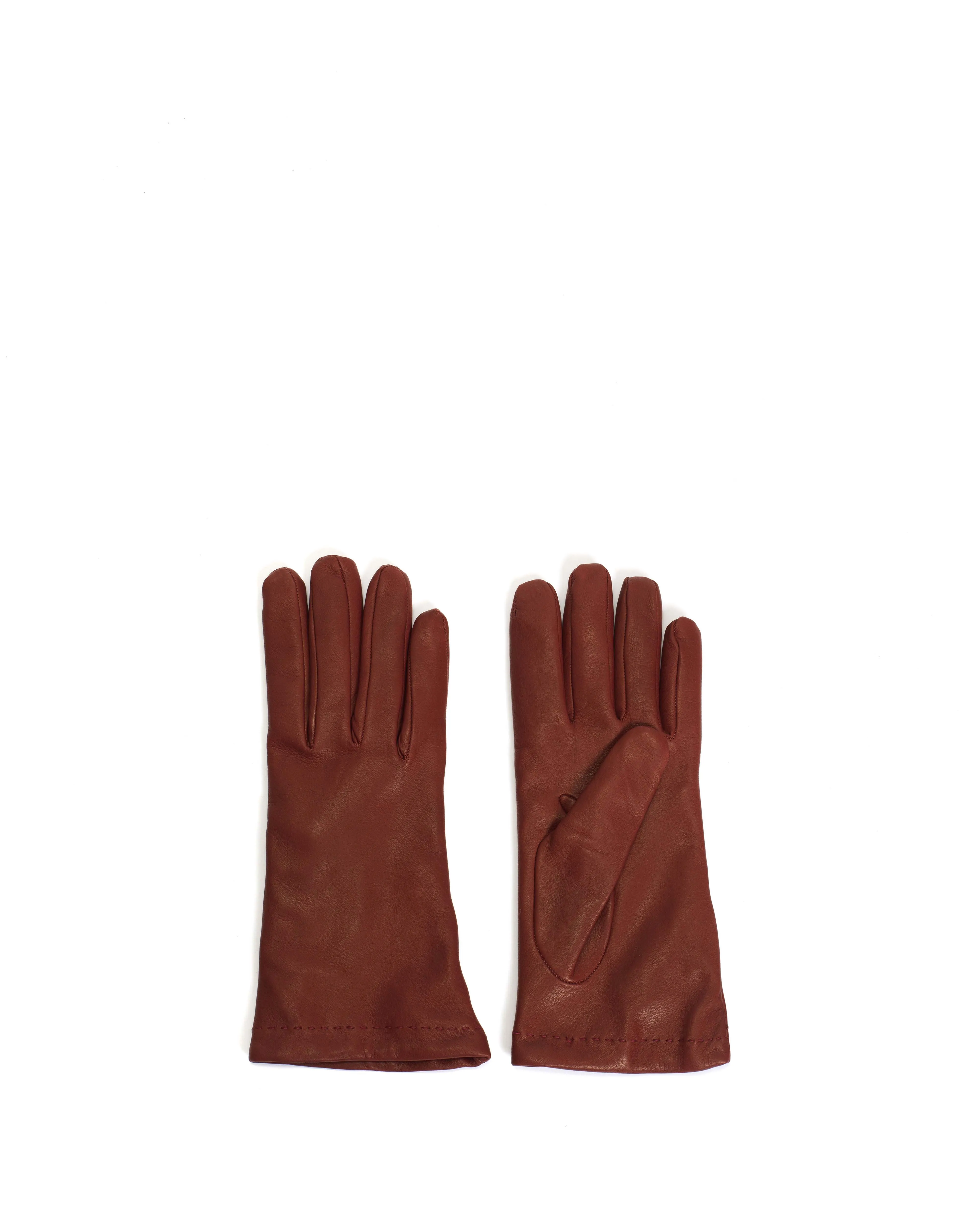 Bridget leather cashmere glove Lamb leather & 100% cashmere Ruby red & taupe sold by Anonymous Copenhagen product image thumbnail 2