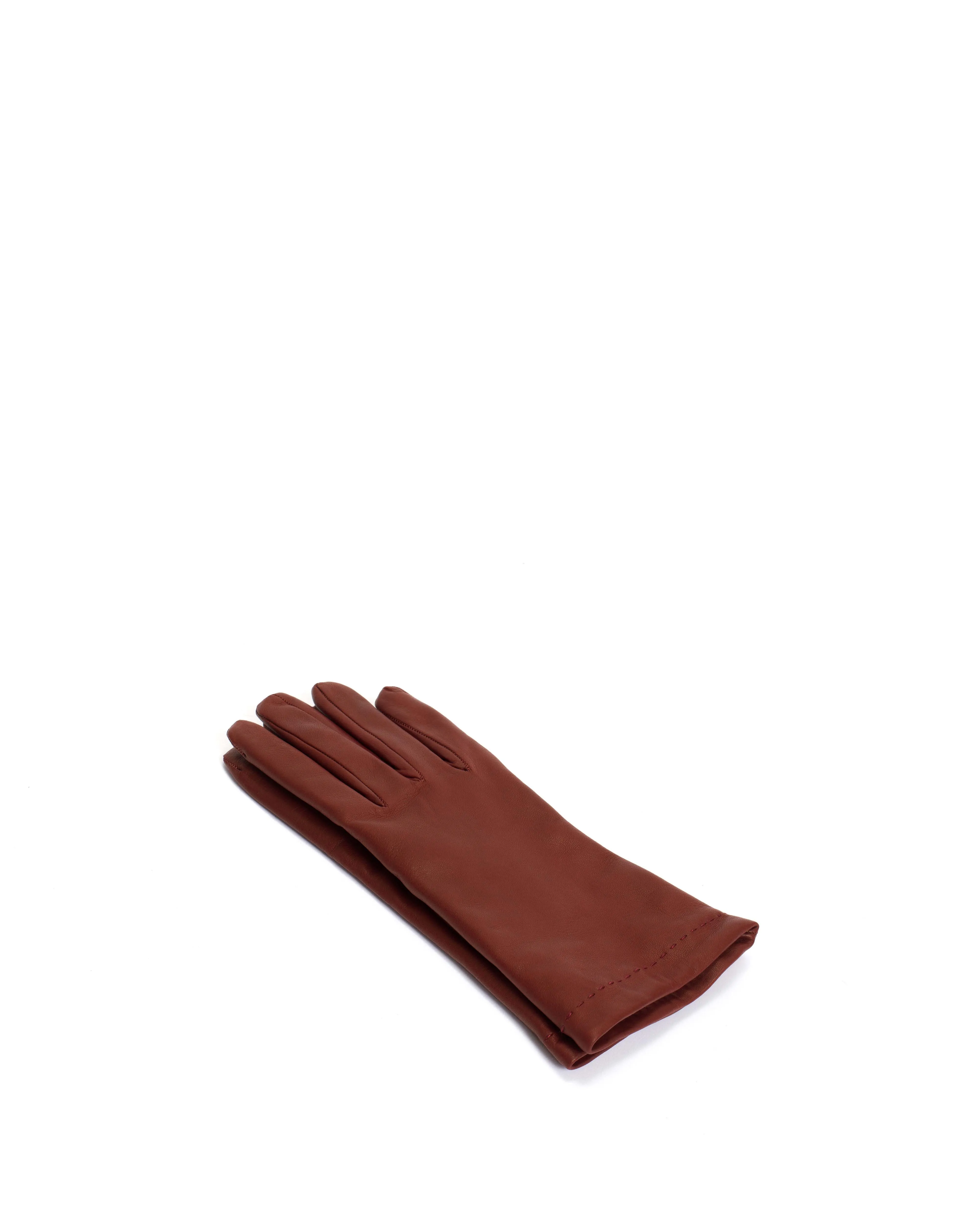 Bridget leather cashmere glove Lamb leather & 100% cashmere Ruby red & taupe sold by Anonymous Copenhagen product image thumbnail 3