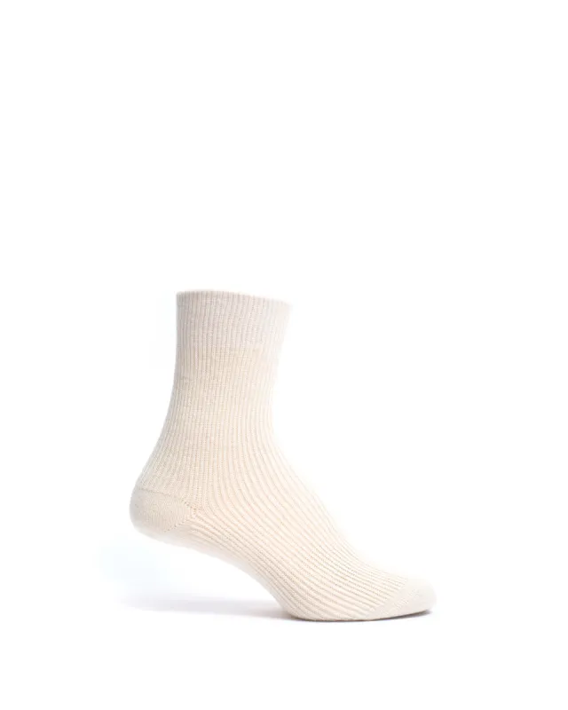 Lanai cashmere socks 70% wool 30% cashmere White sand sold by Anonymous Copenhagen