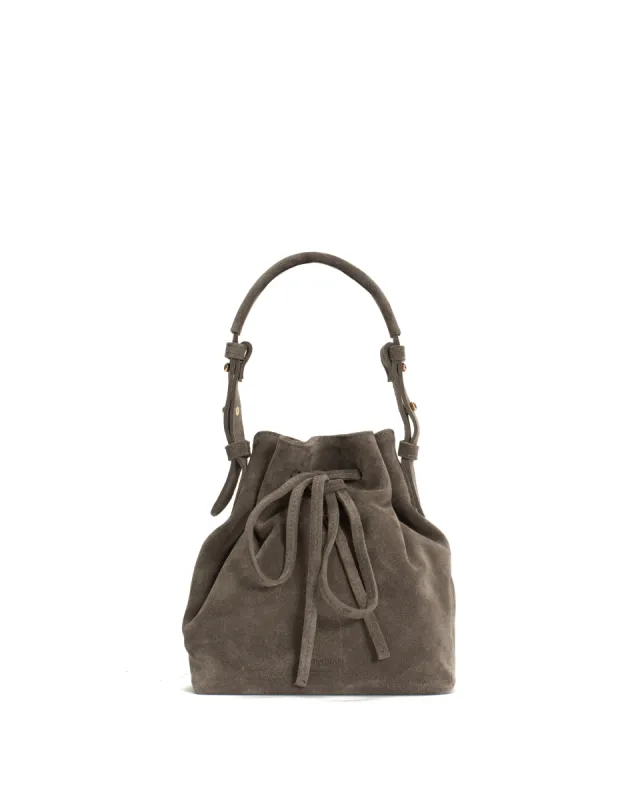 Kacey petite bucket bag Calf suede Stone grey sold by Anonymous Copenhagen