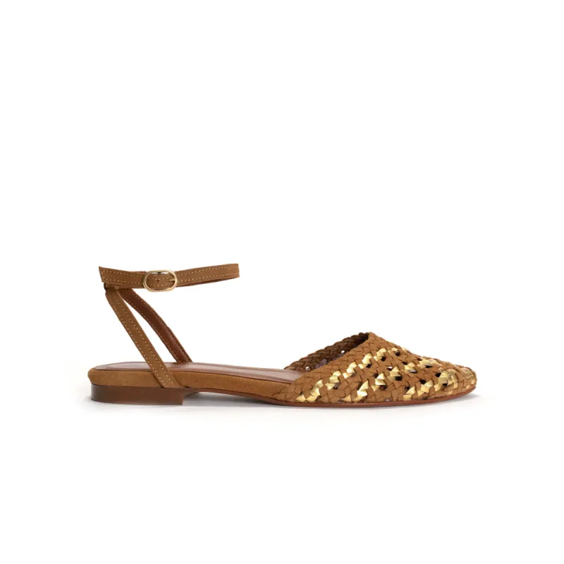 Senara 10 Calf suede & Metallic goat Camel Gold sold by Anonymous Copenhagen