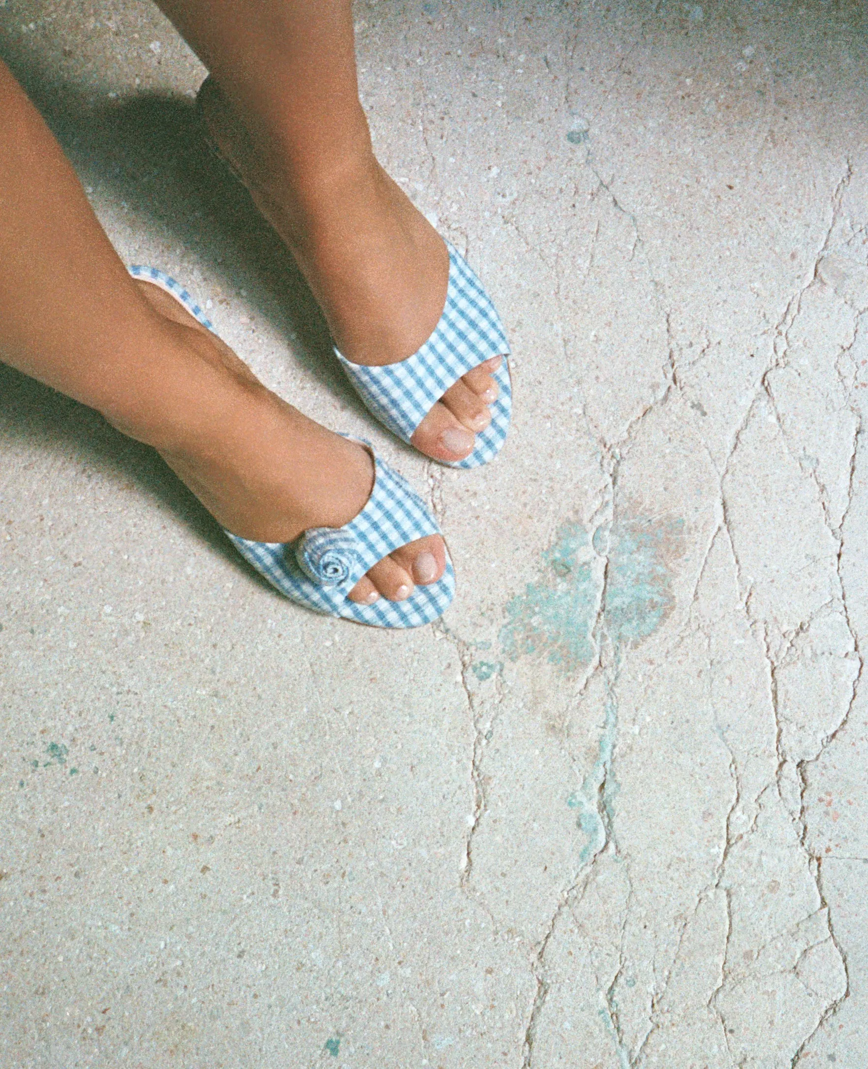 Gwen 75 wedge Pleated gingham vegan Bubble blue sold by Anonymous Copenhagen product image thumbnail 3