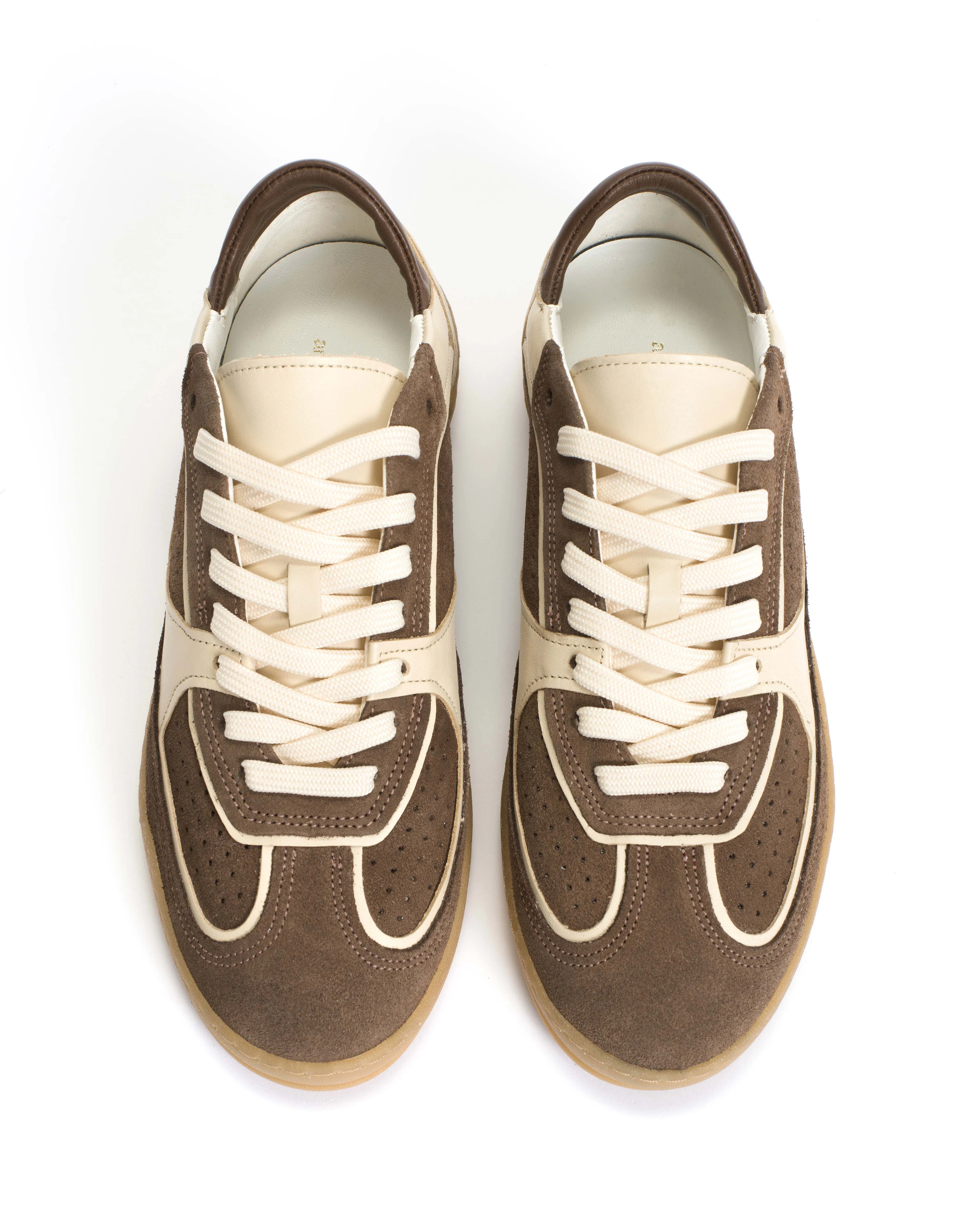 Dabbie Calf suede & soft calf dual & tri color Dark taupe & white sand & dark taupe sold by Anonymous Copenhagen product image thumbnail 3