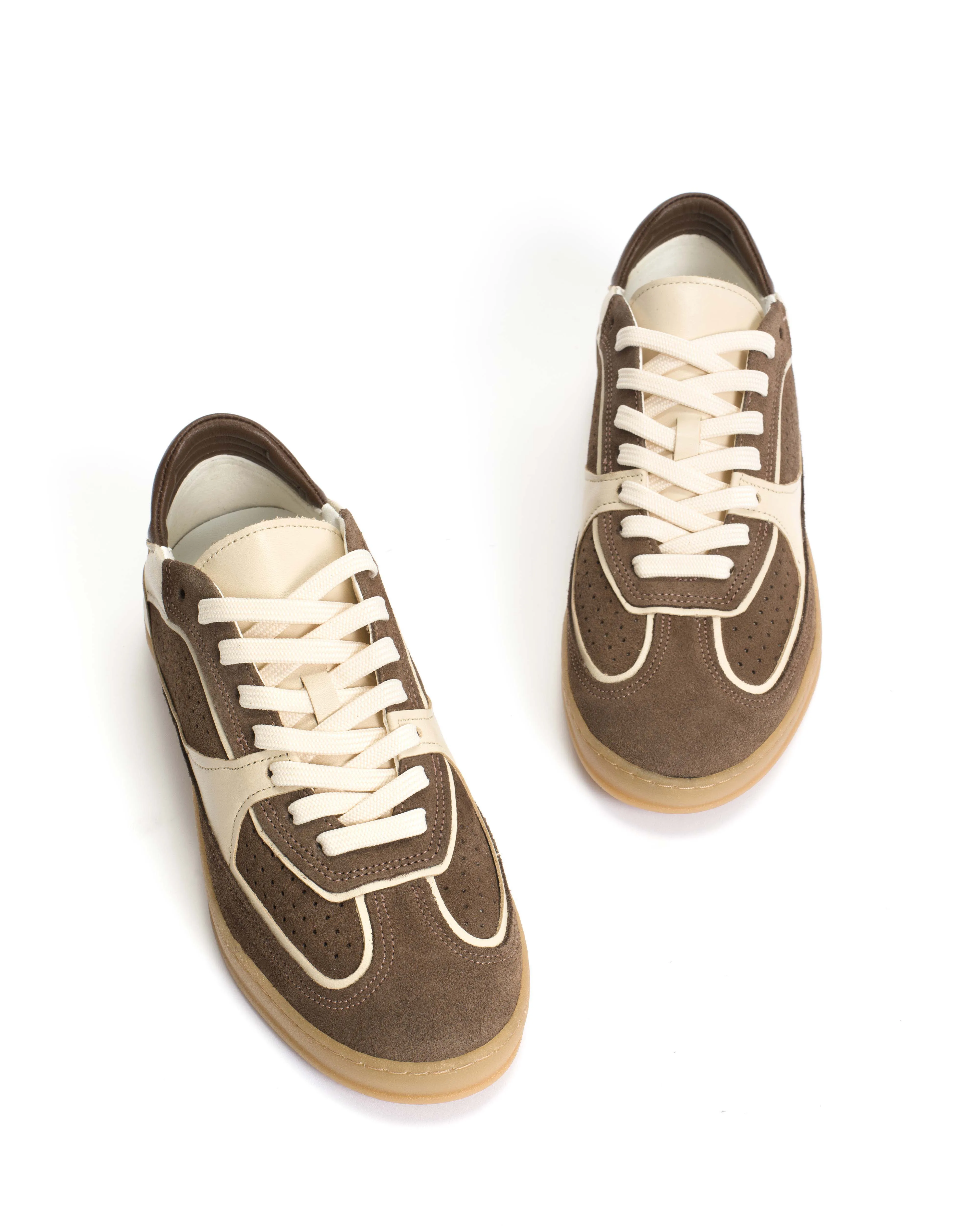 Dabbie Calf suede & soft calf dual & tri color Dark taupe & white sand & dark taupe sold by Anonymous Copenhagen product image thumbnail 5