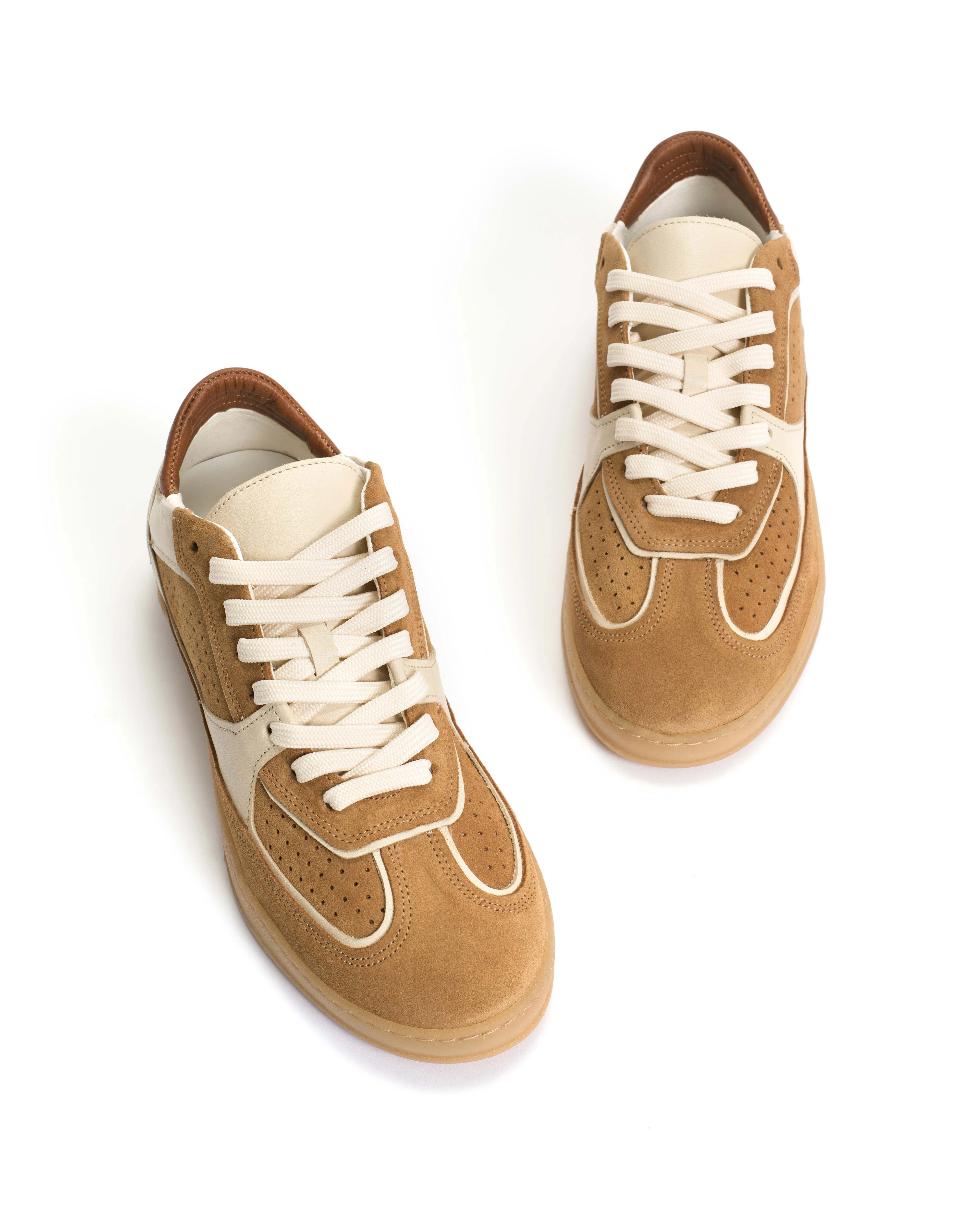 Dabbie Calf suede & soft calf dual & tri color Bamboo brown & white sand & camel sold by Anonymous Copenhagen product image thumbnail 5