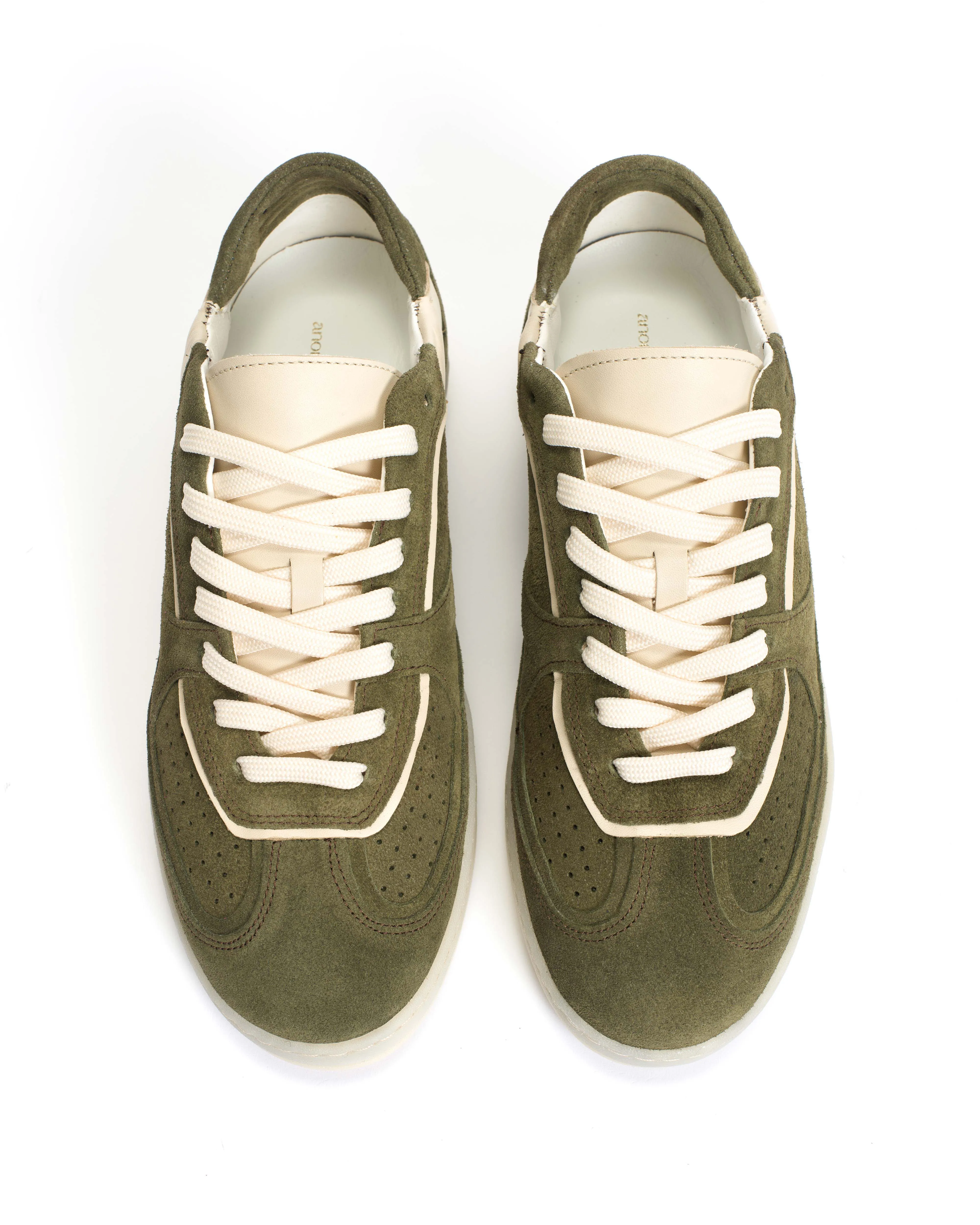 Dabbie Calf suede & sleek leather Olive green & white sand sold by Anonymous Copenhagen product image thumbnail 3