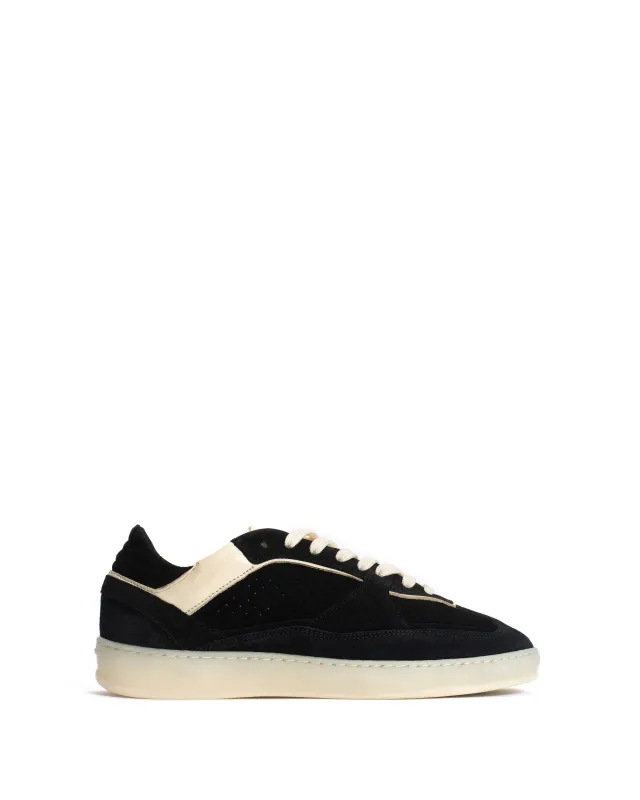 Dabbie Calf suede & sleek leather Black & white sand sold by Anonymous Copenhagen