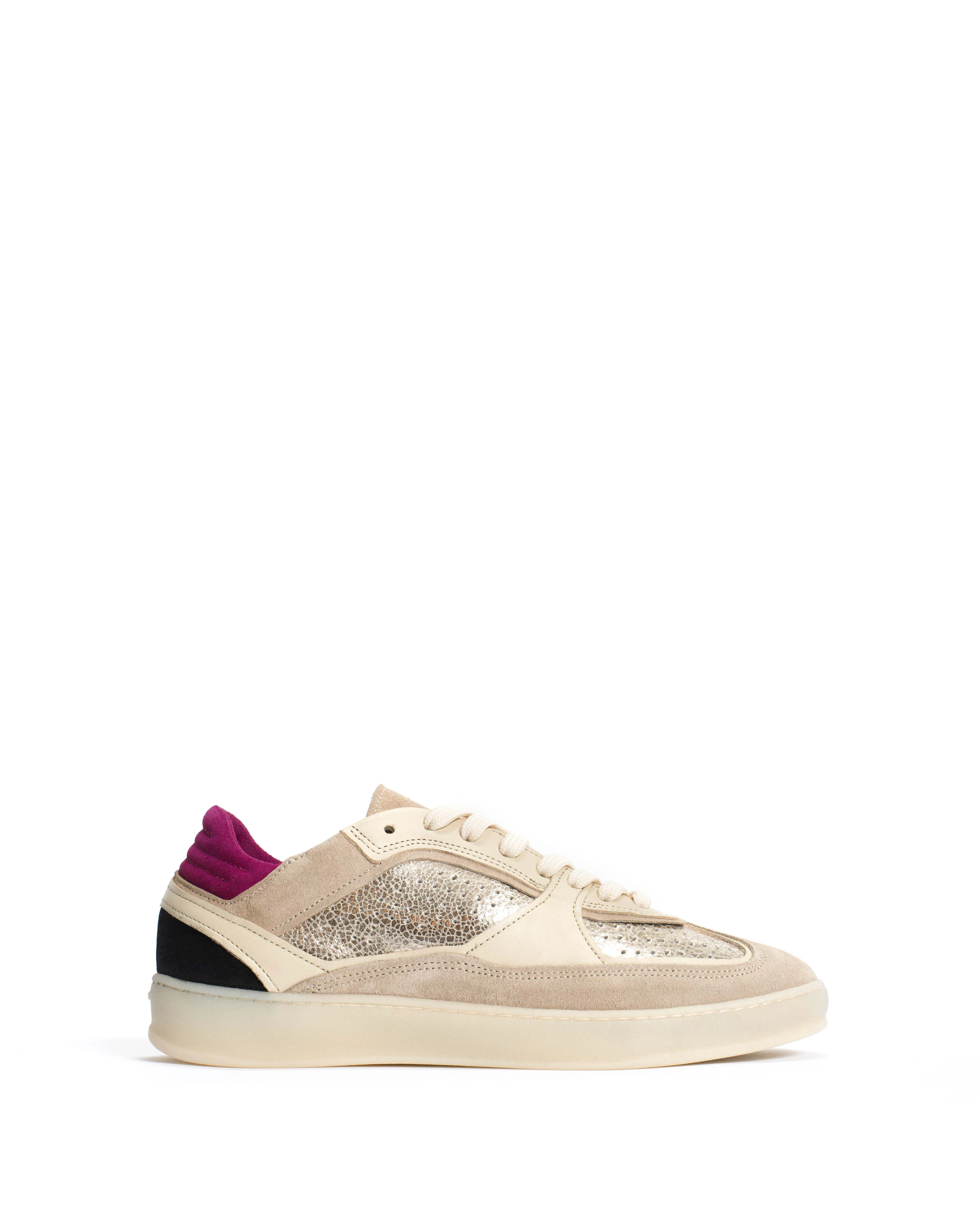 Dabbie Calf suede White sand & tri color sold by Anonymous Copenhagen
