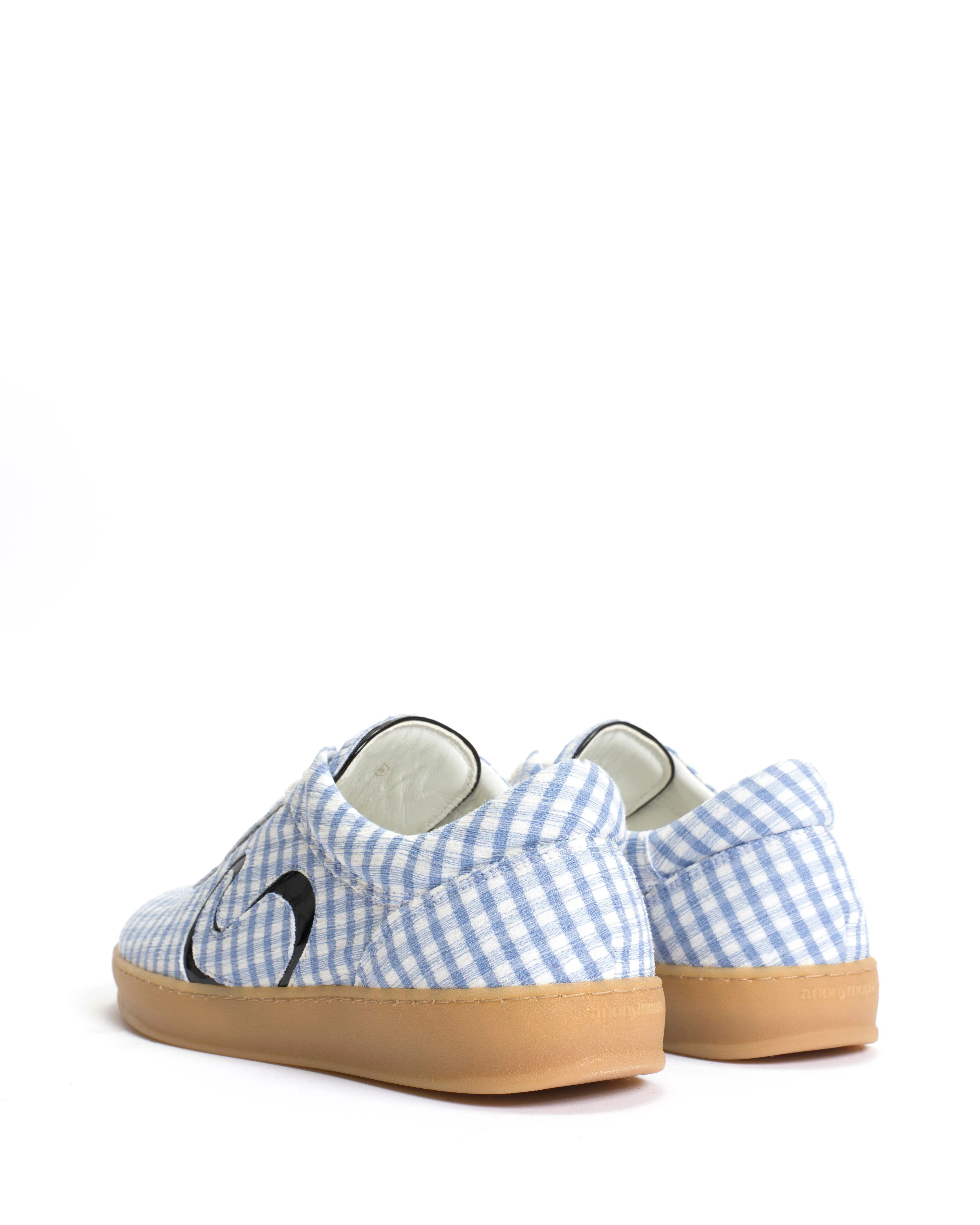 Blaire Pleated gingham & polished soft calf Bubble blue & black sold by Anonymous Copenhagen product image thumbnail 4