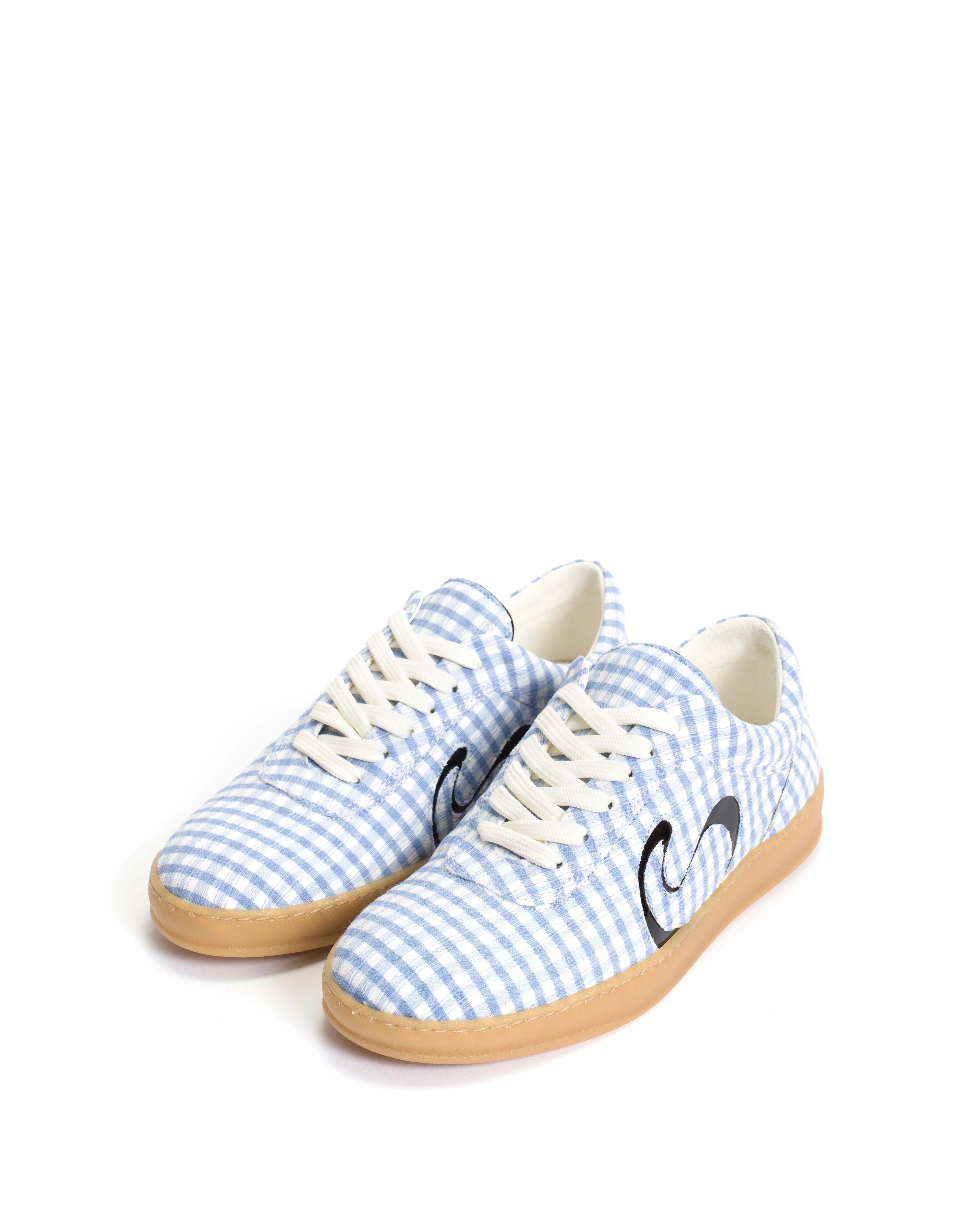 Blaire Pleated gingham & polished soft calf Bubble blue & black sold by Anonymous Copenhagen product image thumbnail 2