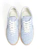 Blaire Pleated gingham & polished soft calf Bubble blue & black sold by Anonymous Copenhagen
