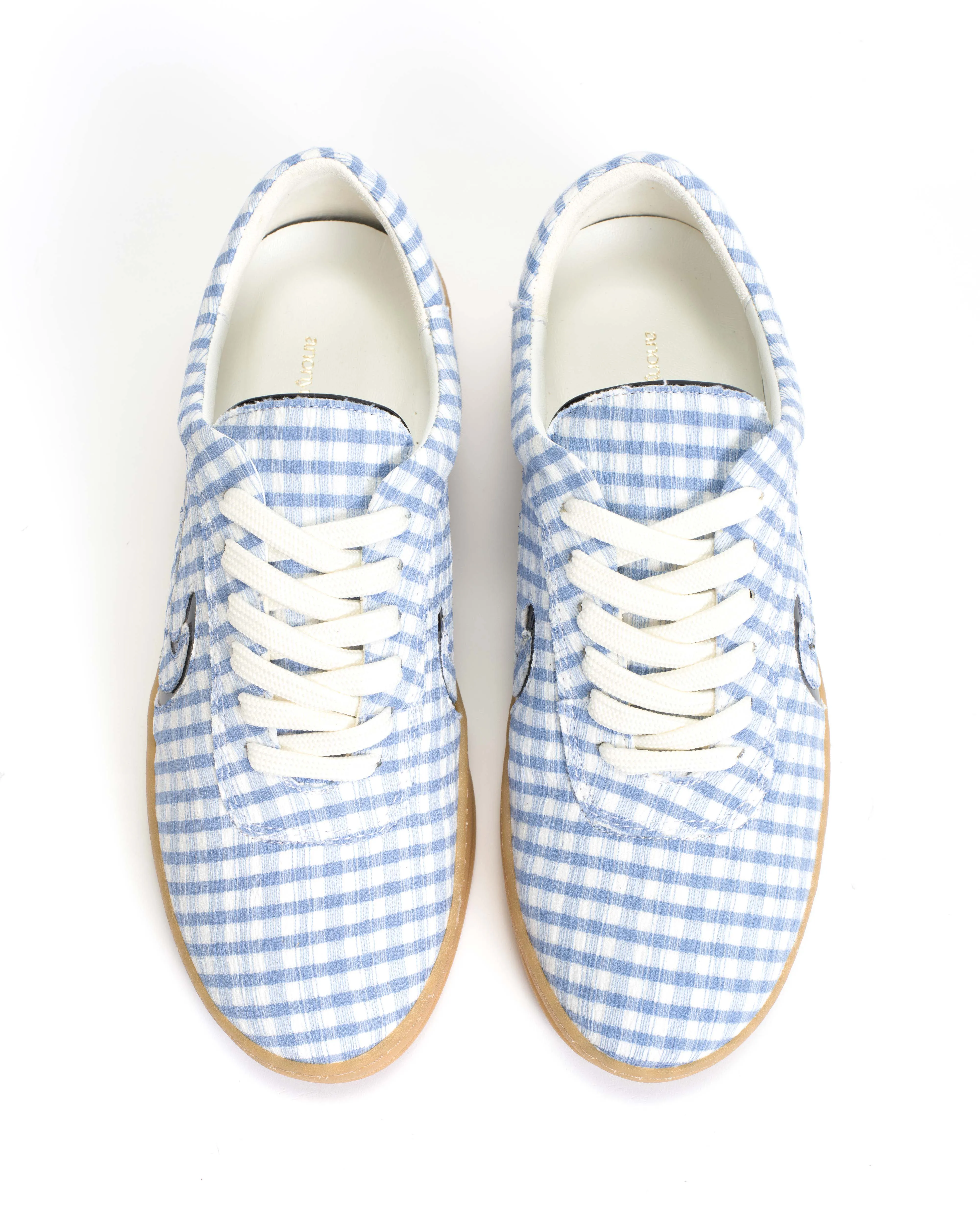 Blaire Pleated gingham & polished soft calf Bubble blue & black sold by Anonymous Copenhagen product image thumbnail 3