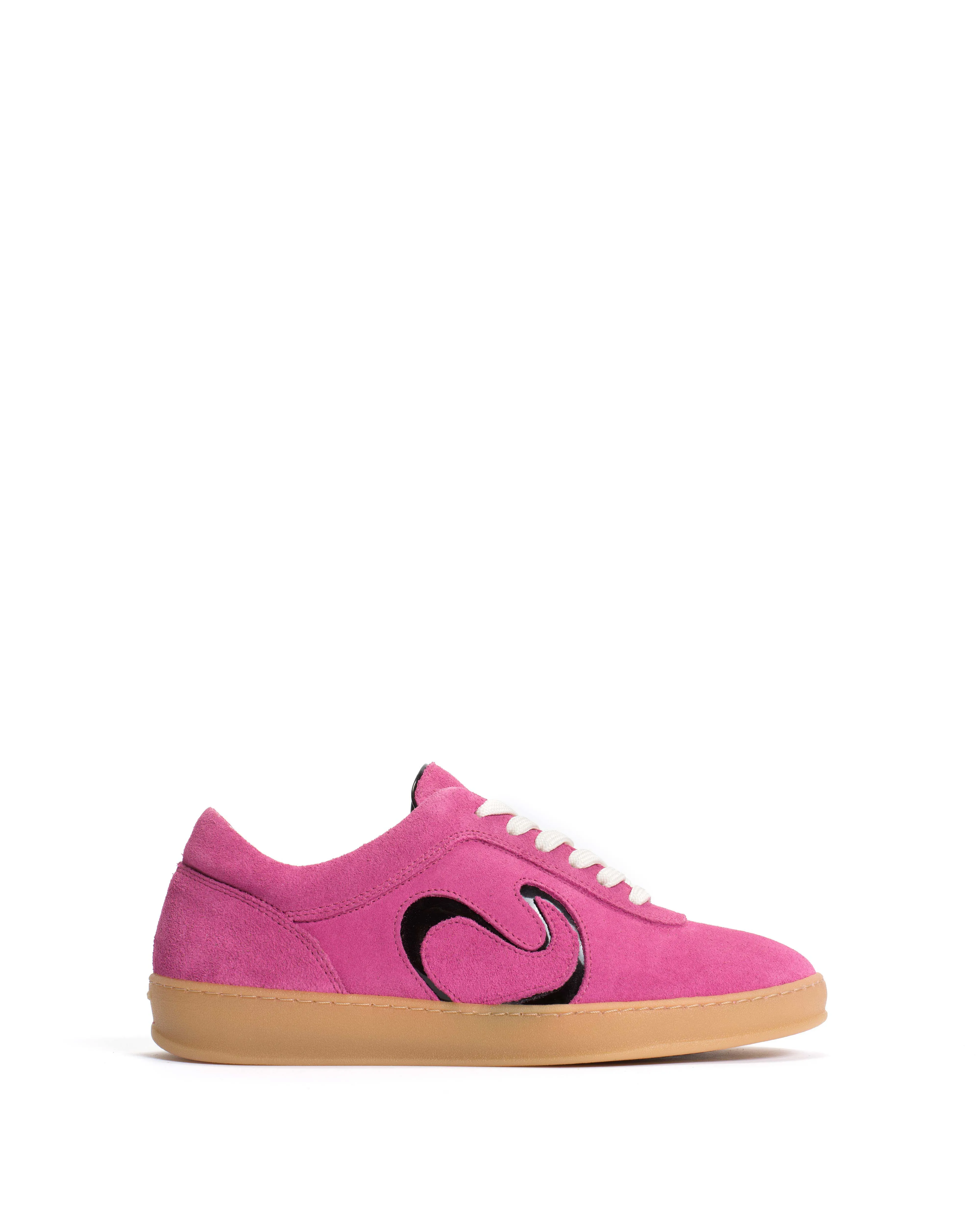 Blaire Calf suede & polished soft calf Raspberry sorbet & black sold by Anonymous Copenhagen