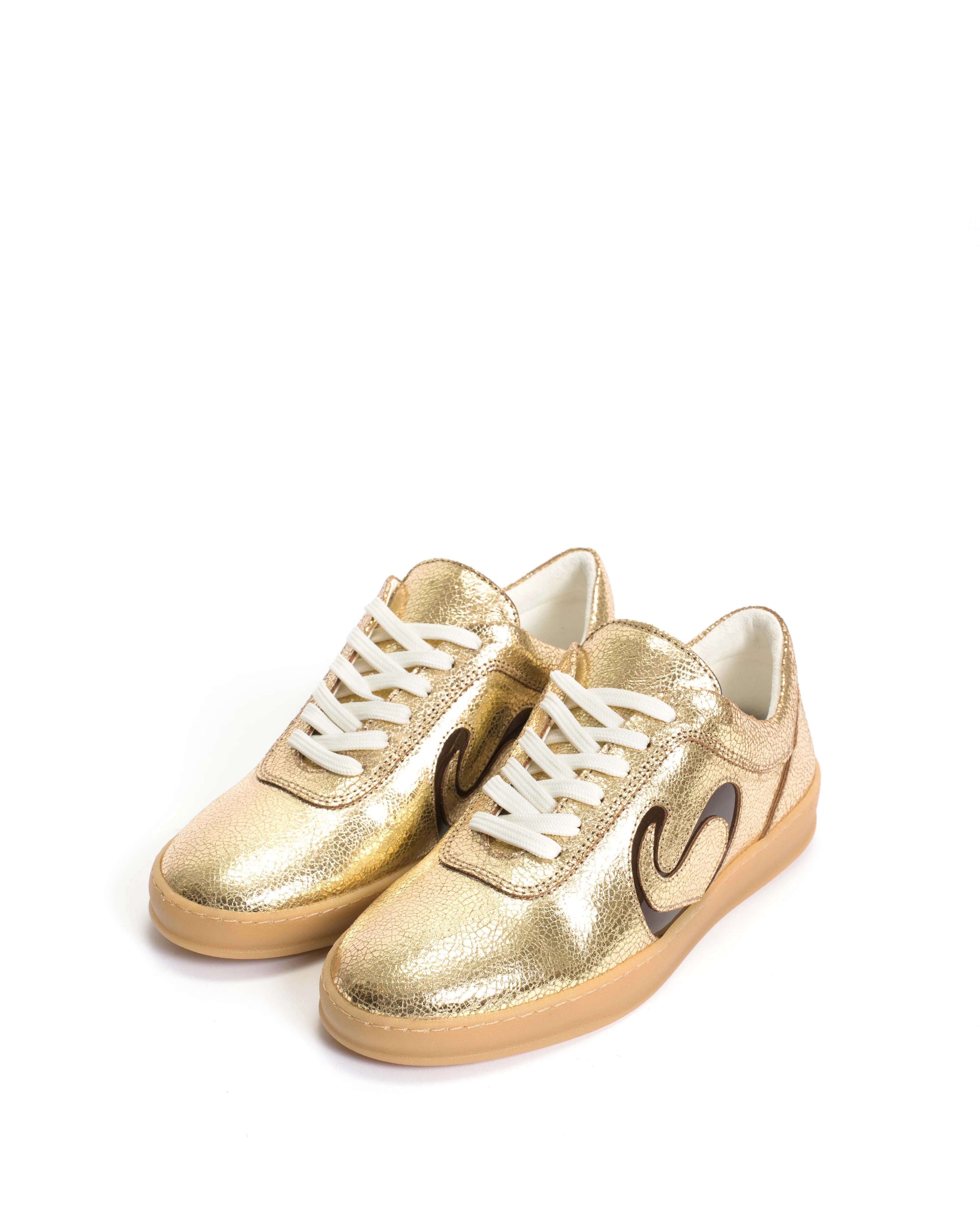 Blaire Crackled metallic goat & polished soft calf Gold & chocolate sold by Anonymous Copenhagen product image thumbnail 2