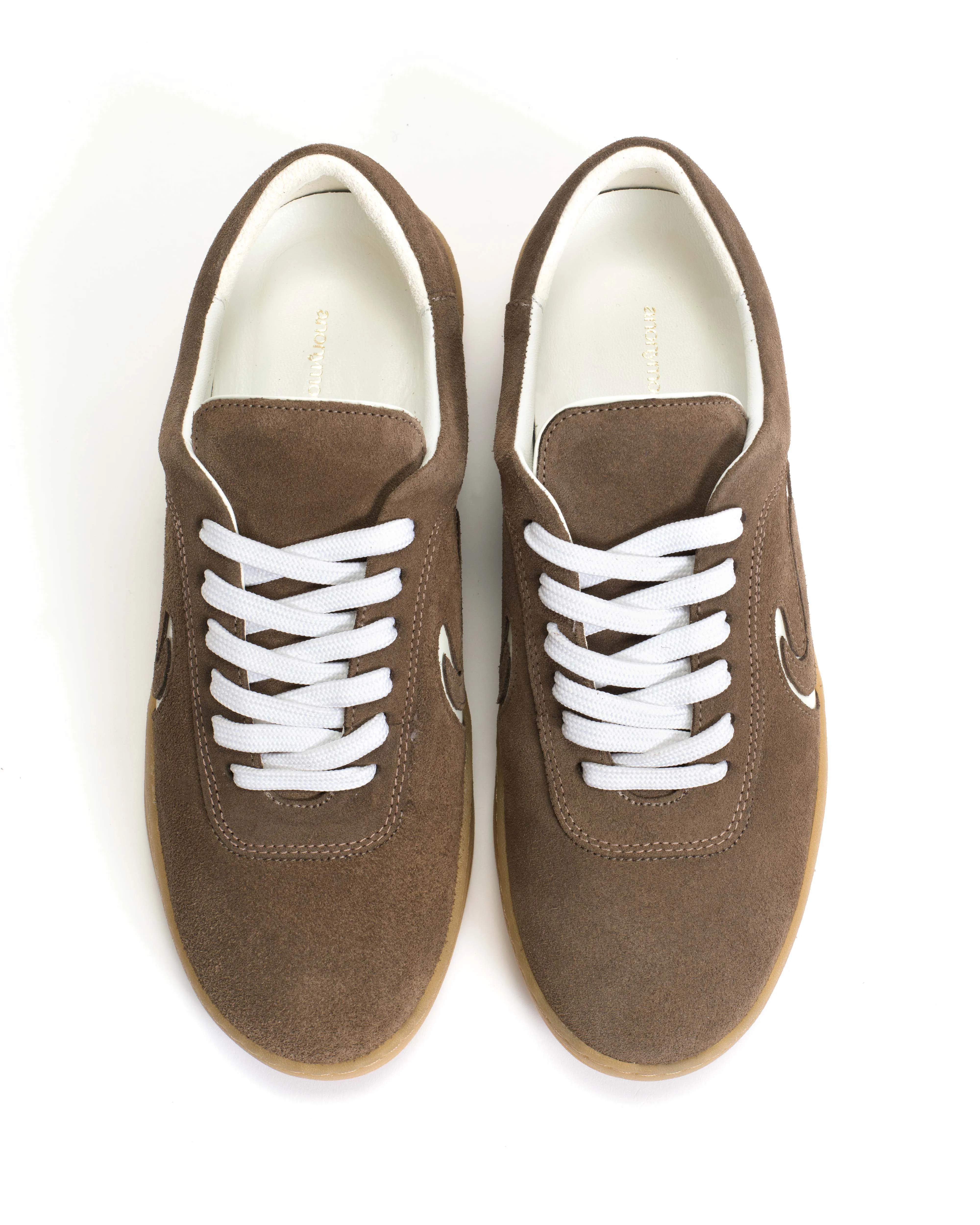 Blaire Calf suede & sleek leather Mushroom & sand white sold by Anonymous Copenhagen product image thumbnail 3