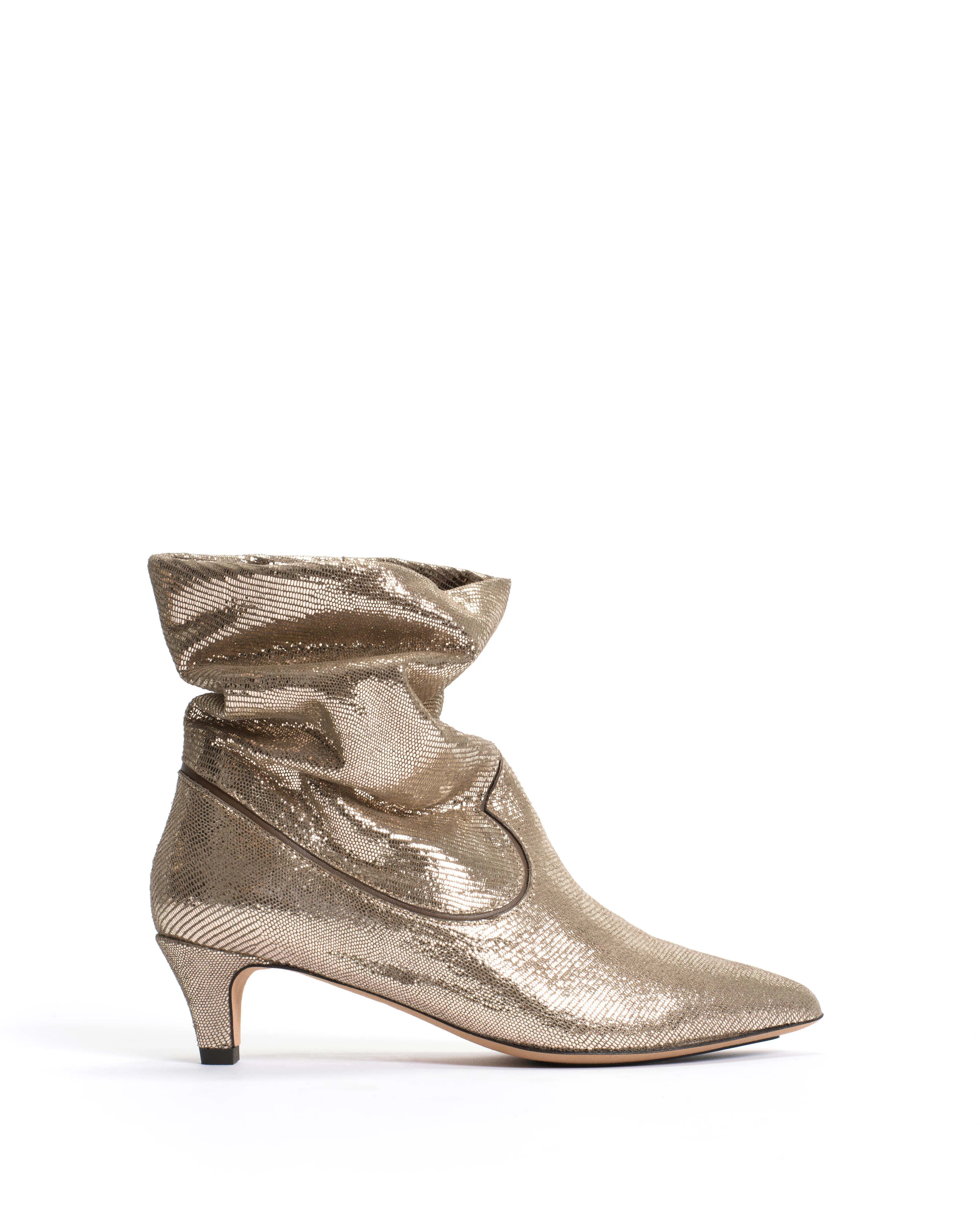 Hicha 40 stiletto Lizard metallic goat Vintage champagne sold by Anonymous Copenhagen