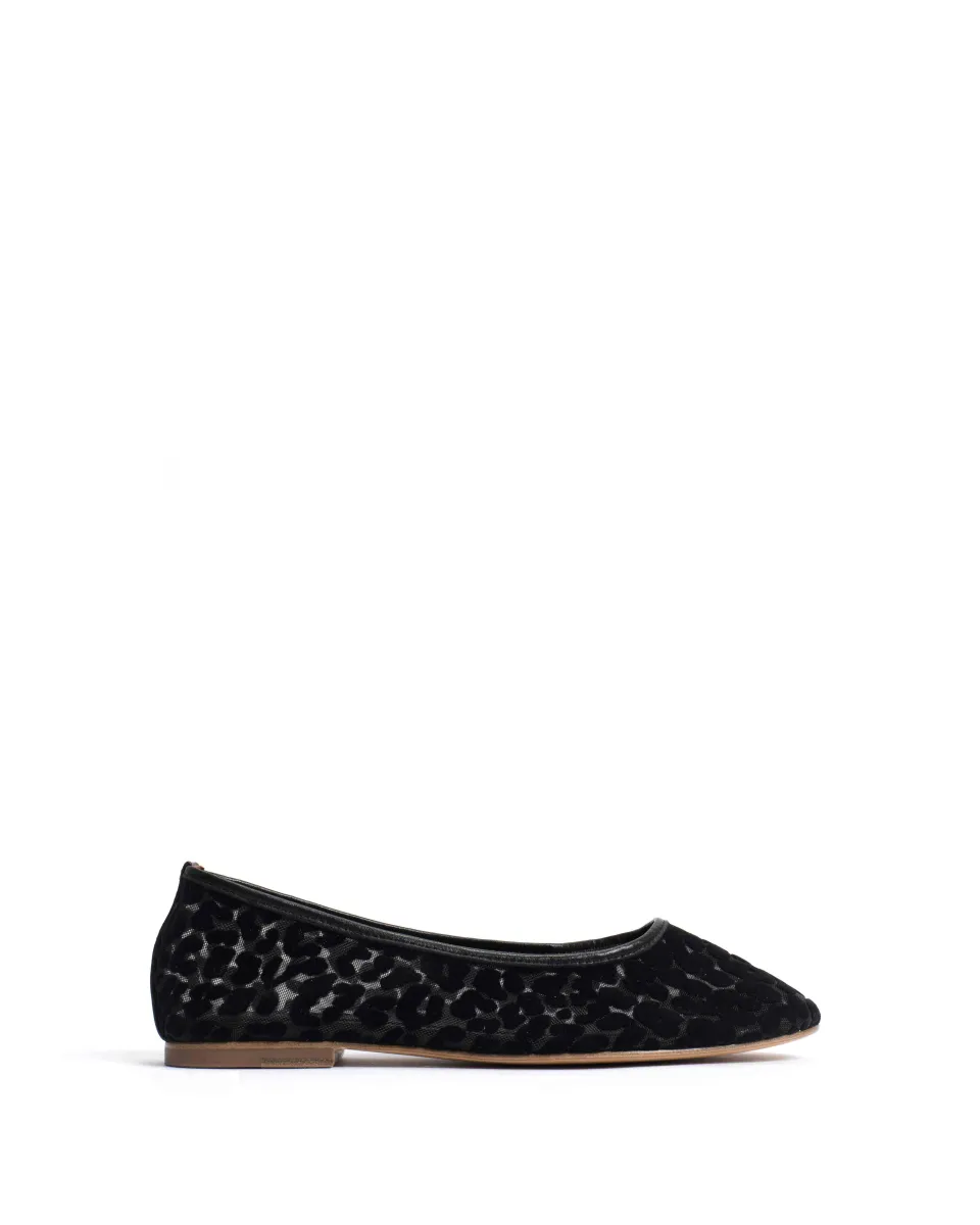 Sacha mosquito Shiny lamb & mosquito velvet leopard Black sold by Anonymous Copenhagen