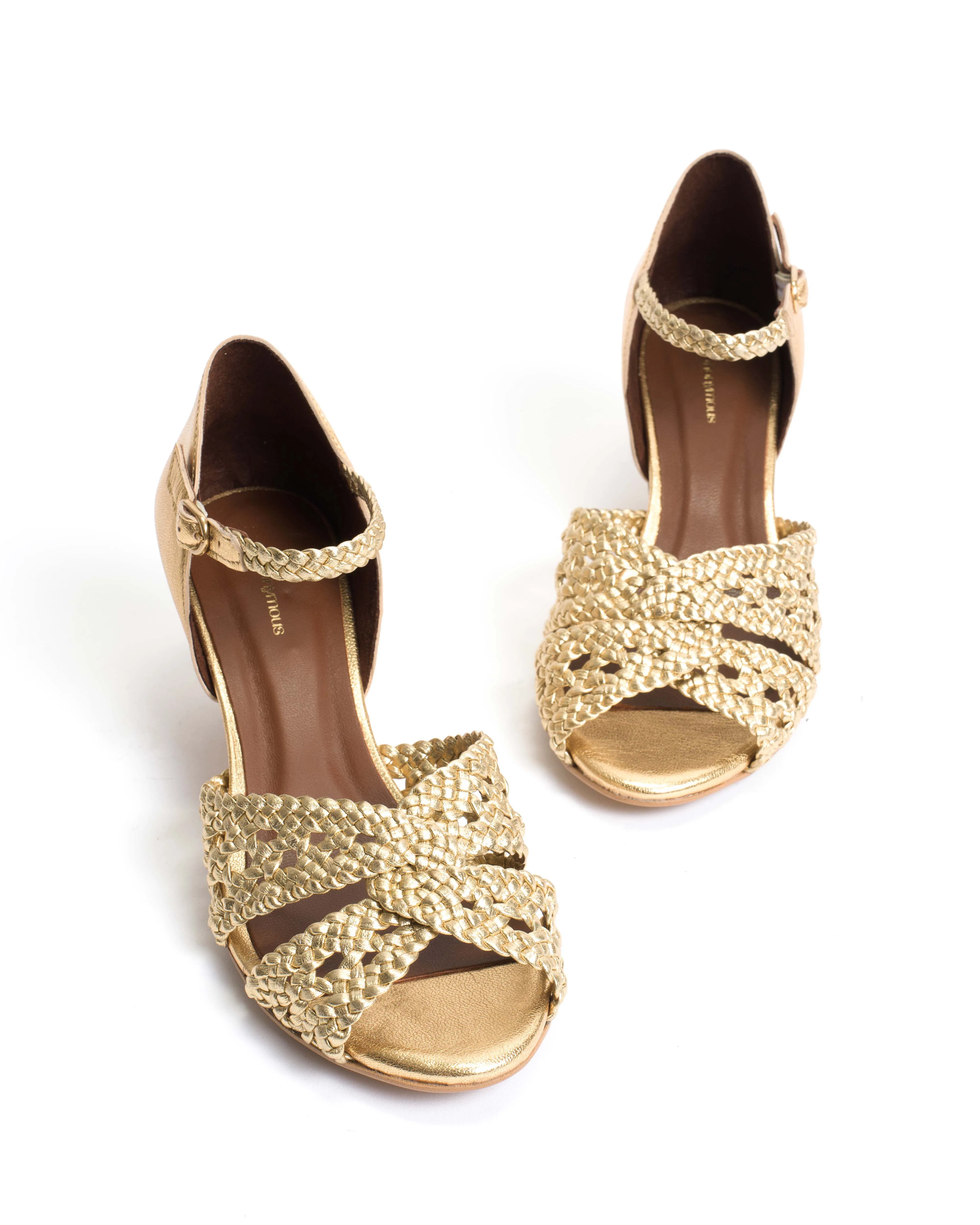 Olina 50 stiletto Hand-braided leather Gold sold by Anonymous Copenhagen product image thumbnail 5