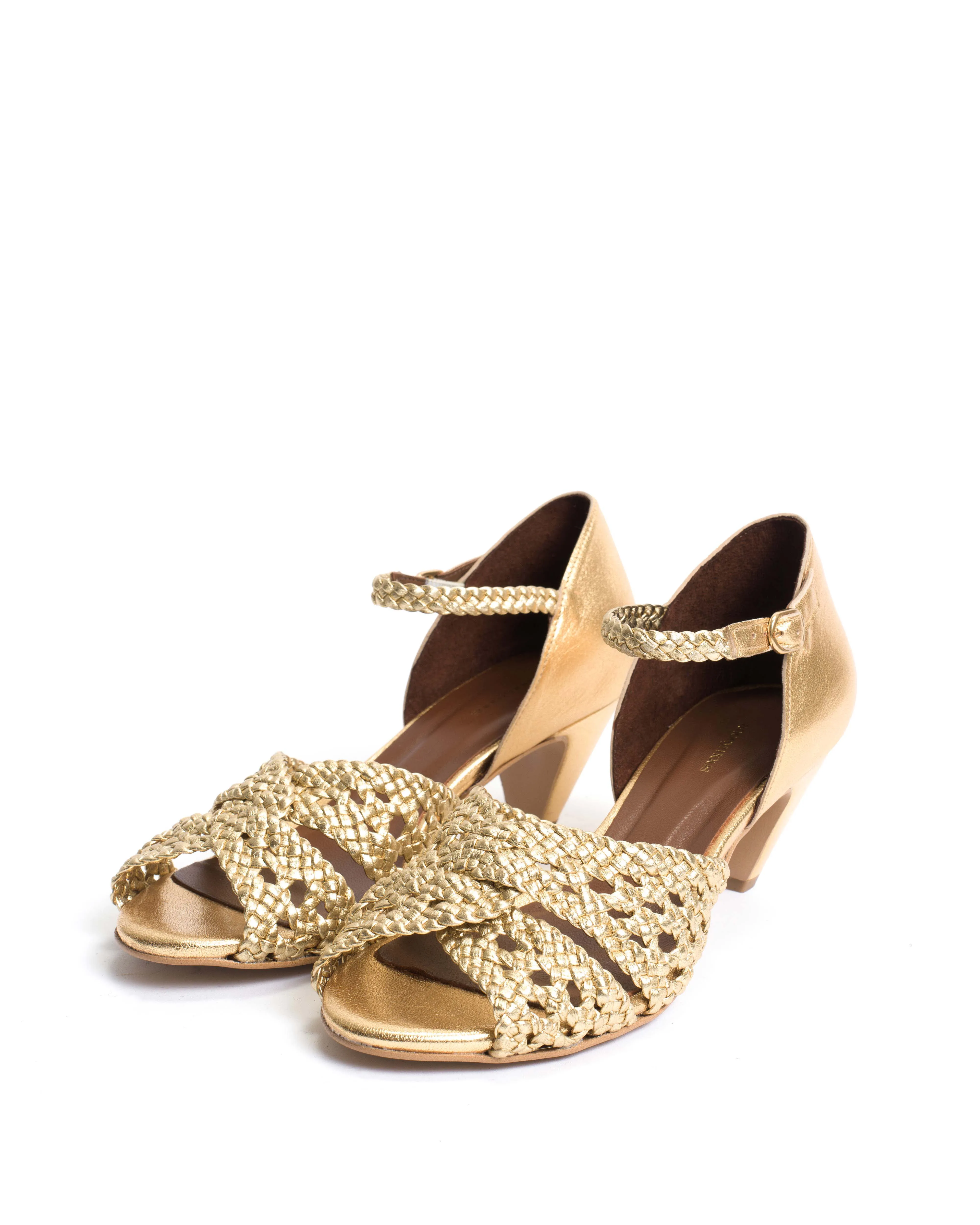 Olina 50 stiletto Hand-braided leather Gold sold by Anonymous Copenhagen product image thumbnail 2