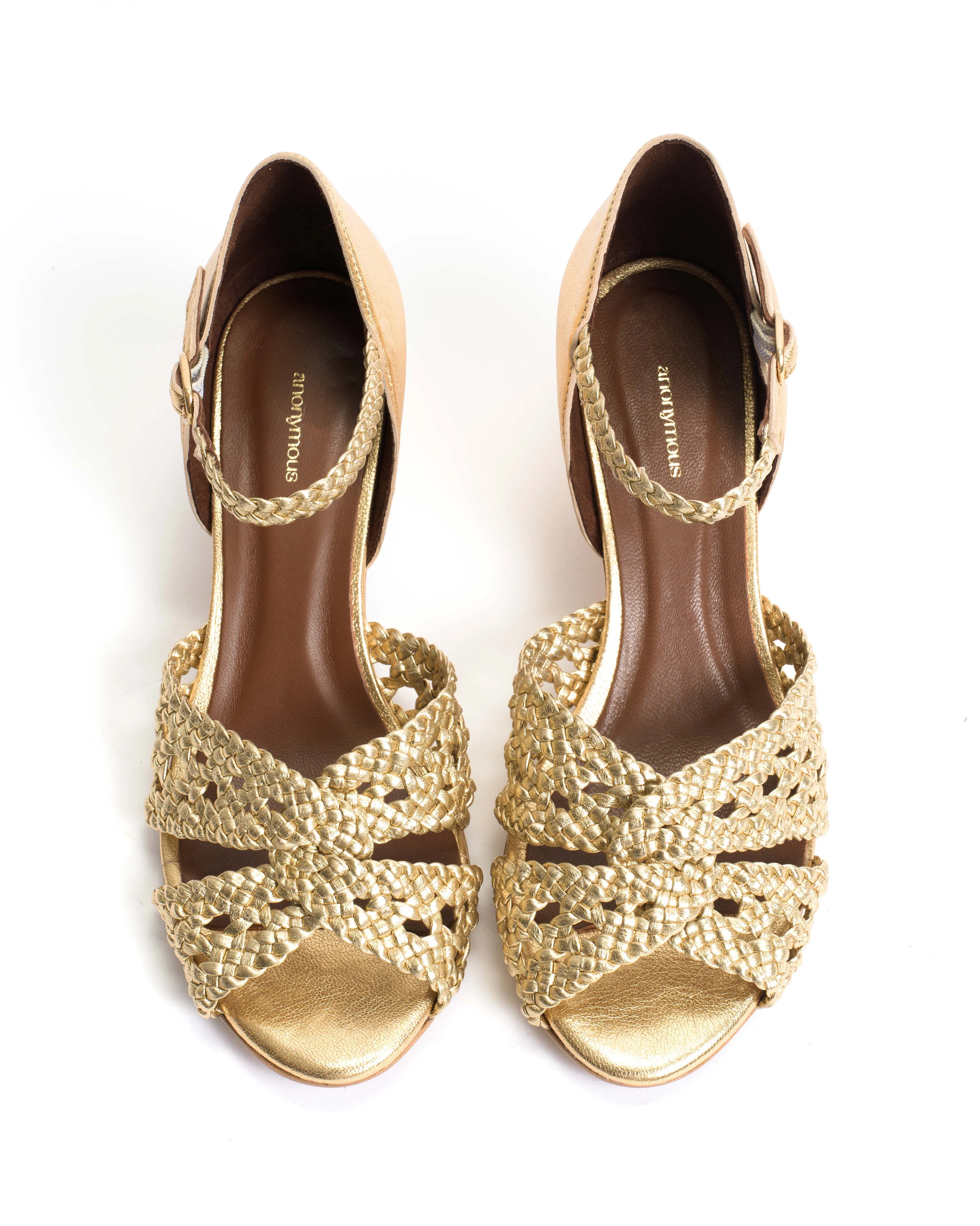 Olina 50 stiletto Hand-braided leather Gold sold by Anonymous Copenhagen product image thumbnail 3