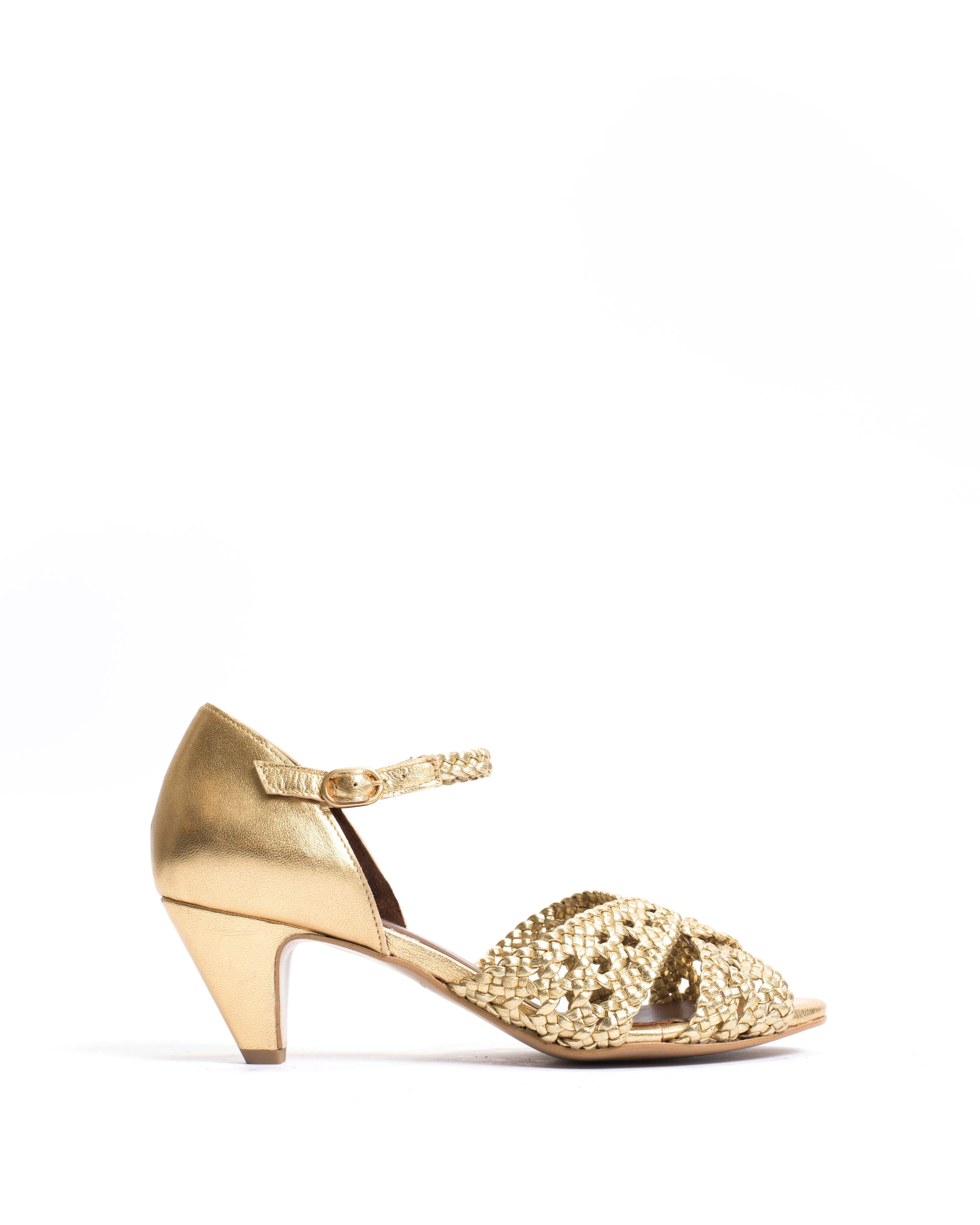 Olina 50 stiletto Hand-braided leather Gold sold by Anonymous Copenhagen