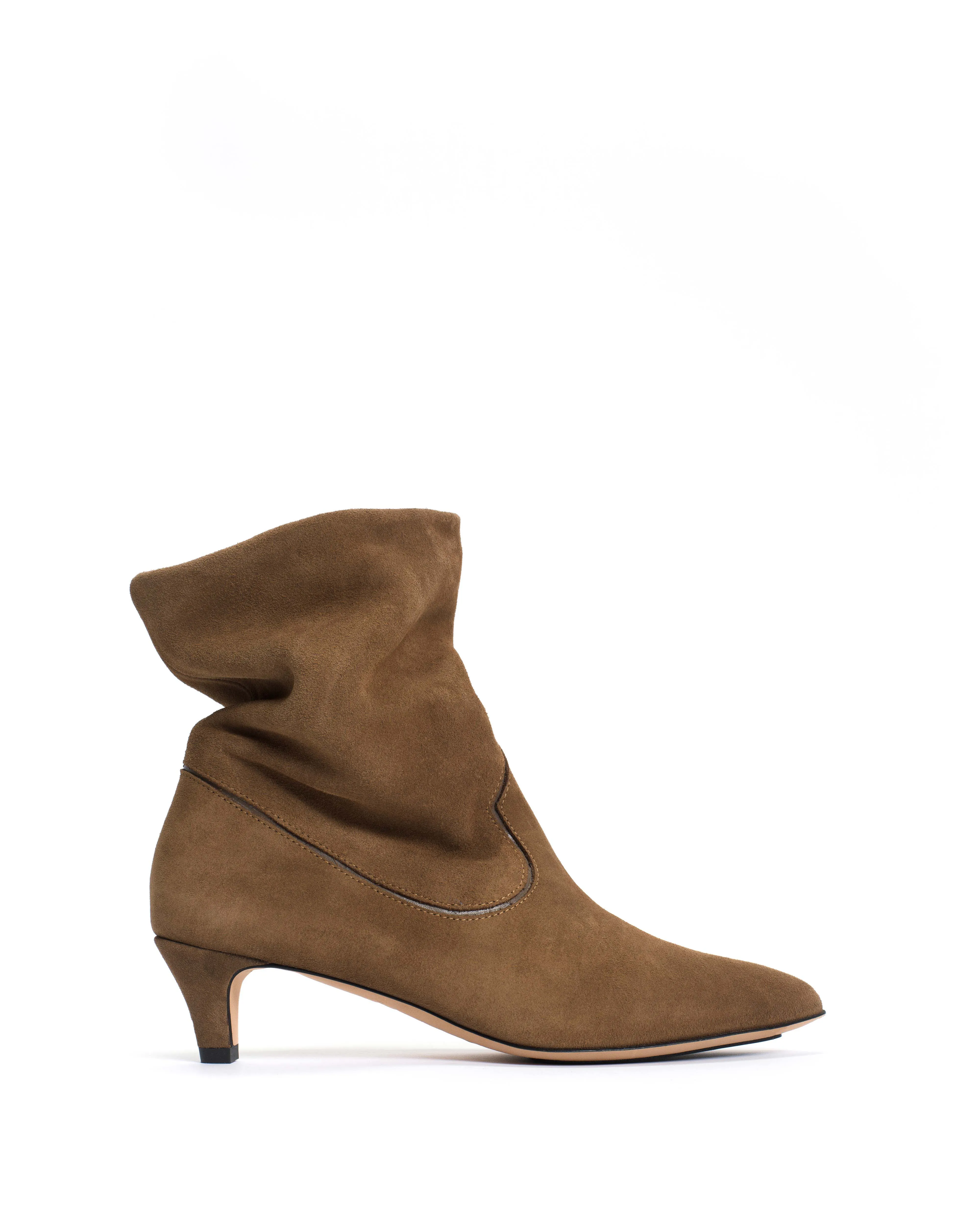 Hicha 40 stiletto Calf suede & sleek leather Cinnamon & dark taupe sold by Anonymous Copenhagen