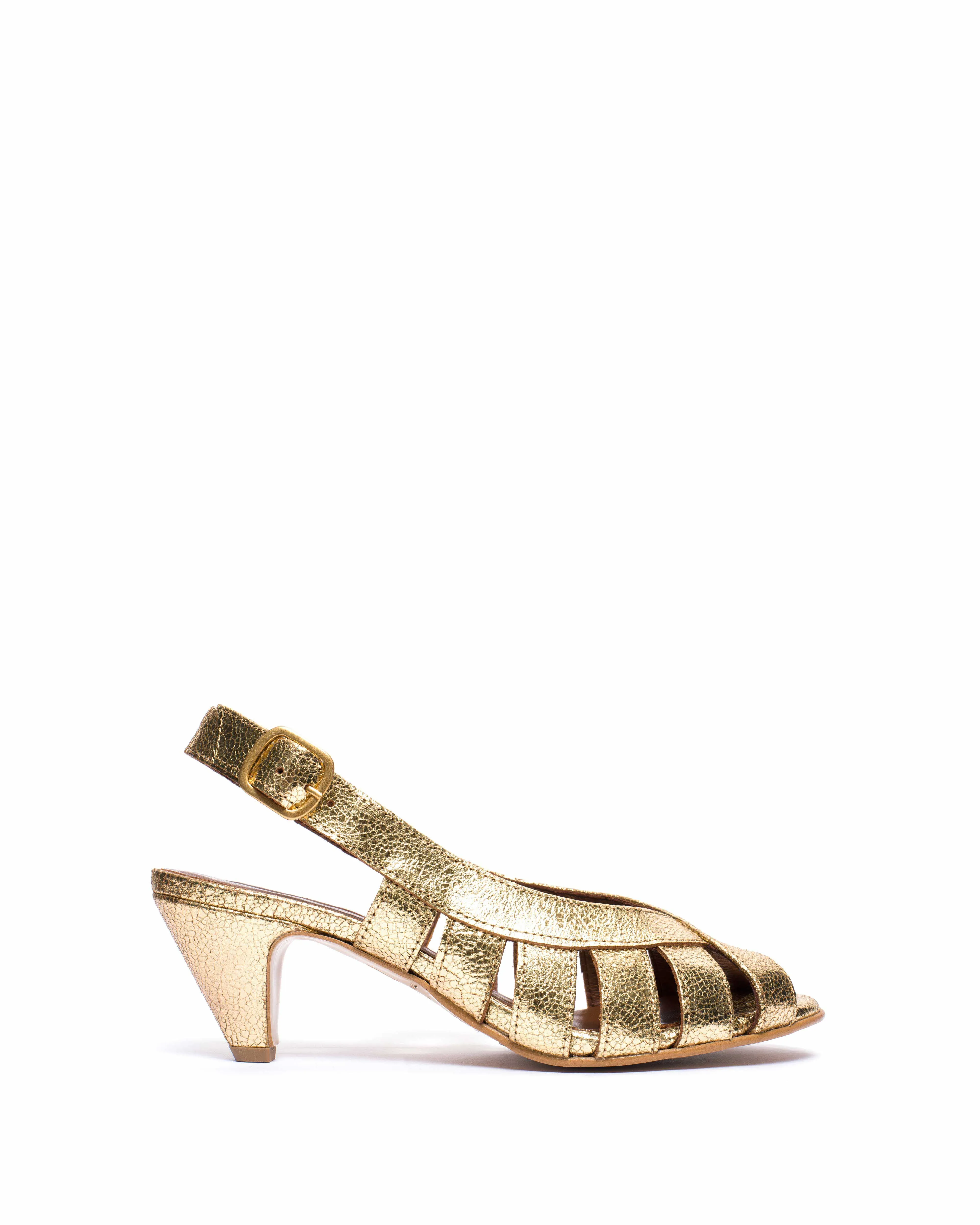 Sophie 50 stiletto Crackled metallic goat Gold sold by Anonymous Copenhagen