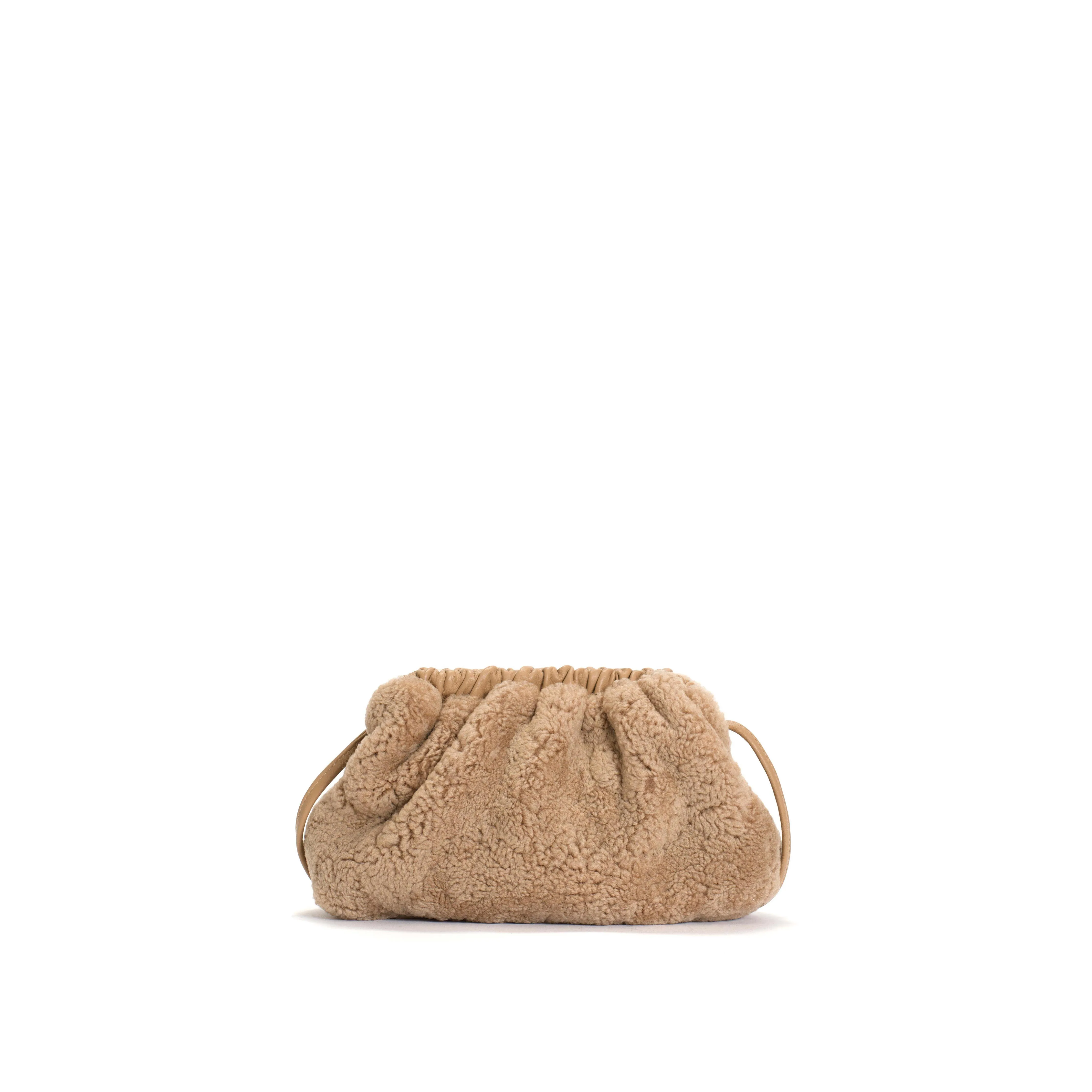 Hally petite cloud bag Lamb shearling & shiny lamb Desert sand sold by Anonymous Copenhagen