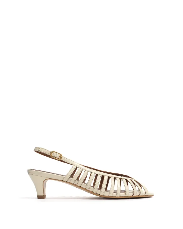 Carminho 40 stiletto Shiny lamb White sand sold by Anonymous Copenhagen