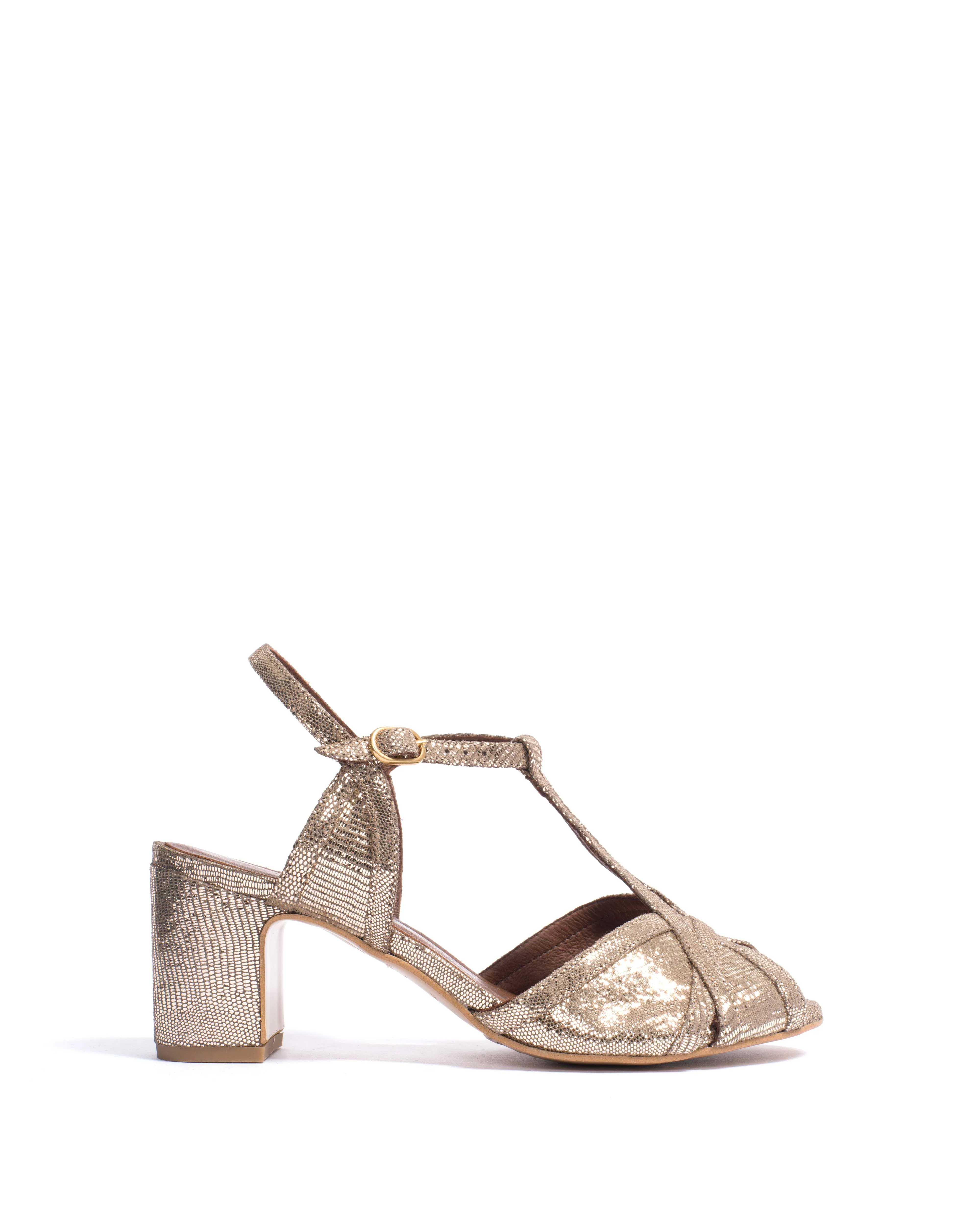 Therese 55 Lizard metallic goat Vintage champagne sold by Anonymous Copenhagen