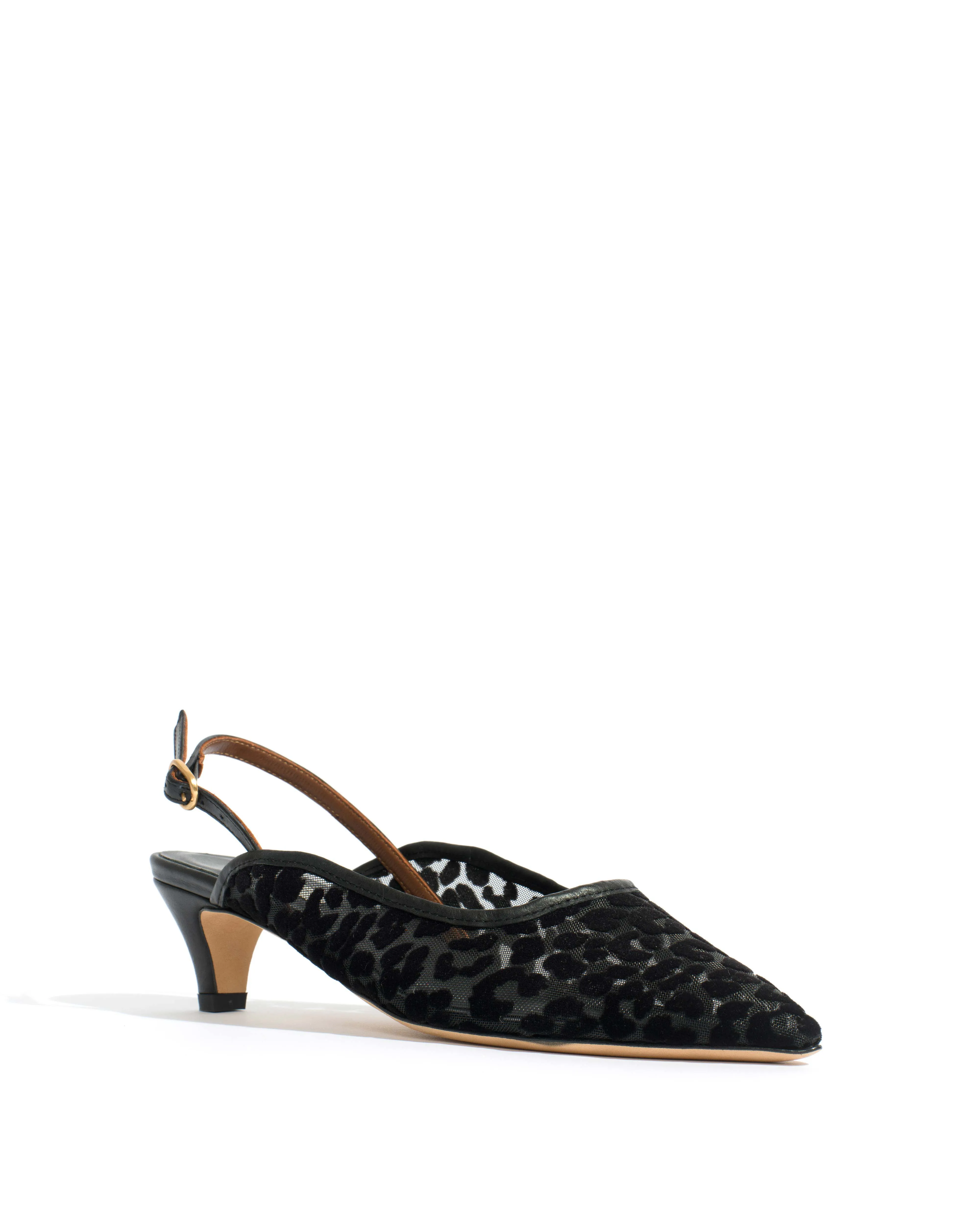 Fanny 40 stiletto mosquito Shiny lamb & mosquito velvet leopard Black sold by Anonymous Copenhagen product image thumbnail 2