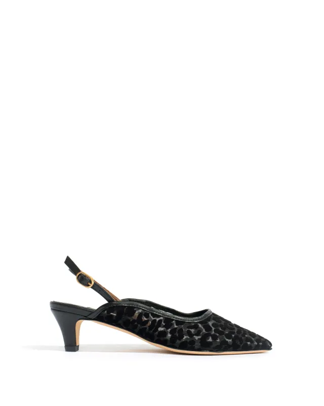 Fanny 40 stiletto mosquito Shiny lamb & mosquito velvet leopard Black sold by Anonymous Copenhagen