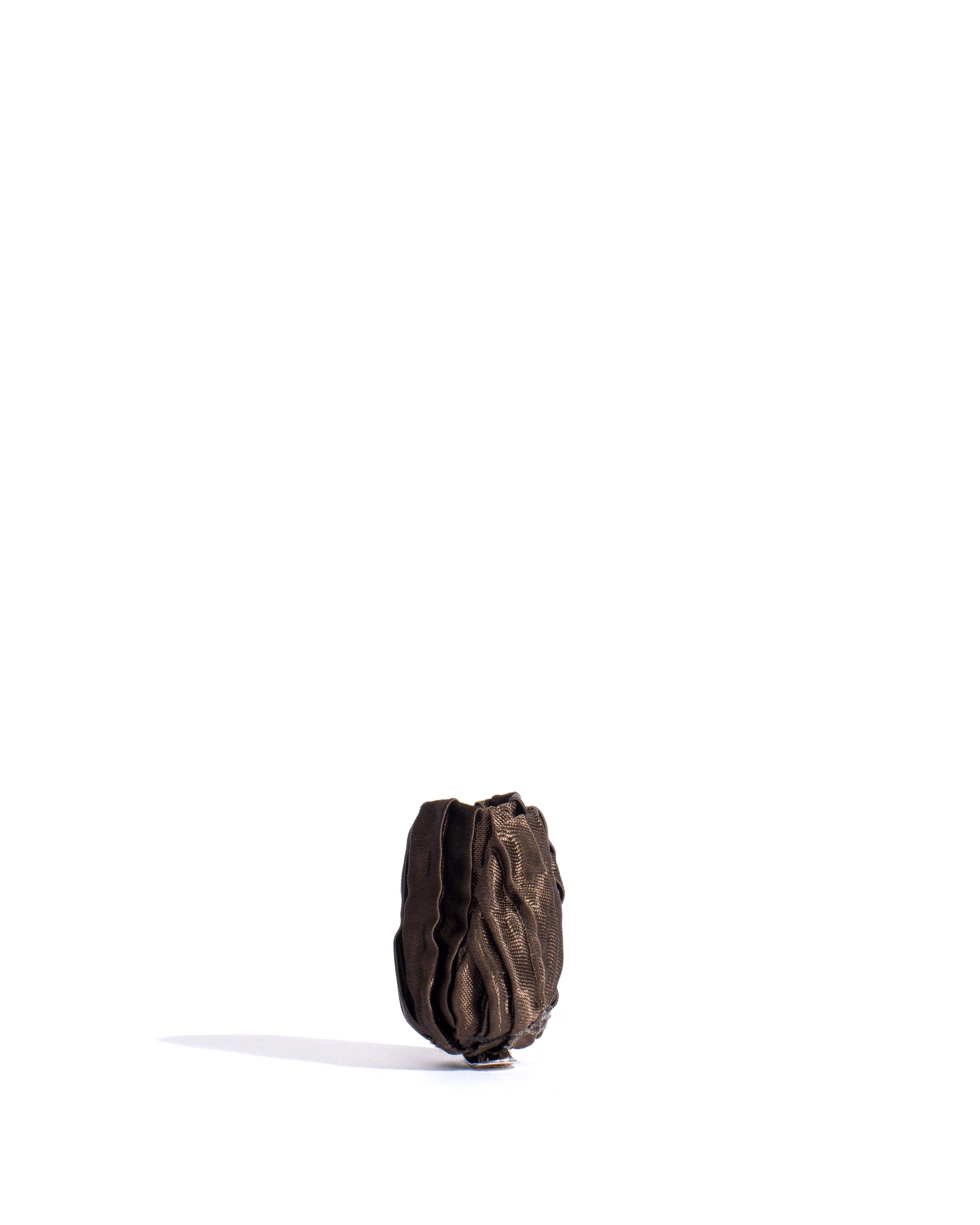 Tulip shoe clip Pleated satin Espresso brown sold by Anonymous Copenhagen product image thumbnail 2