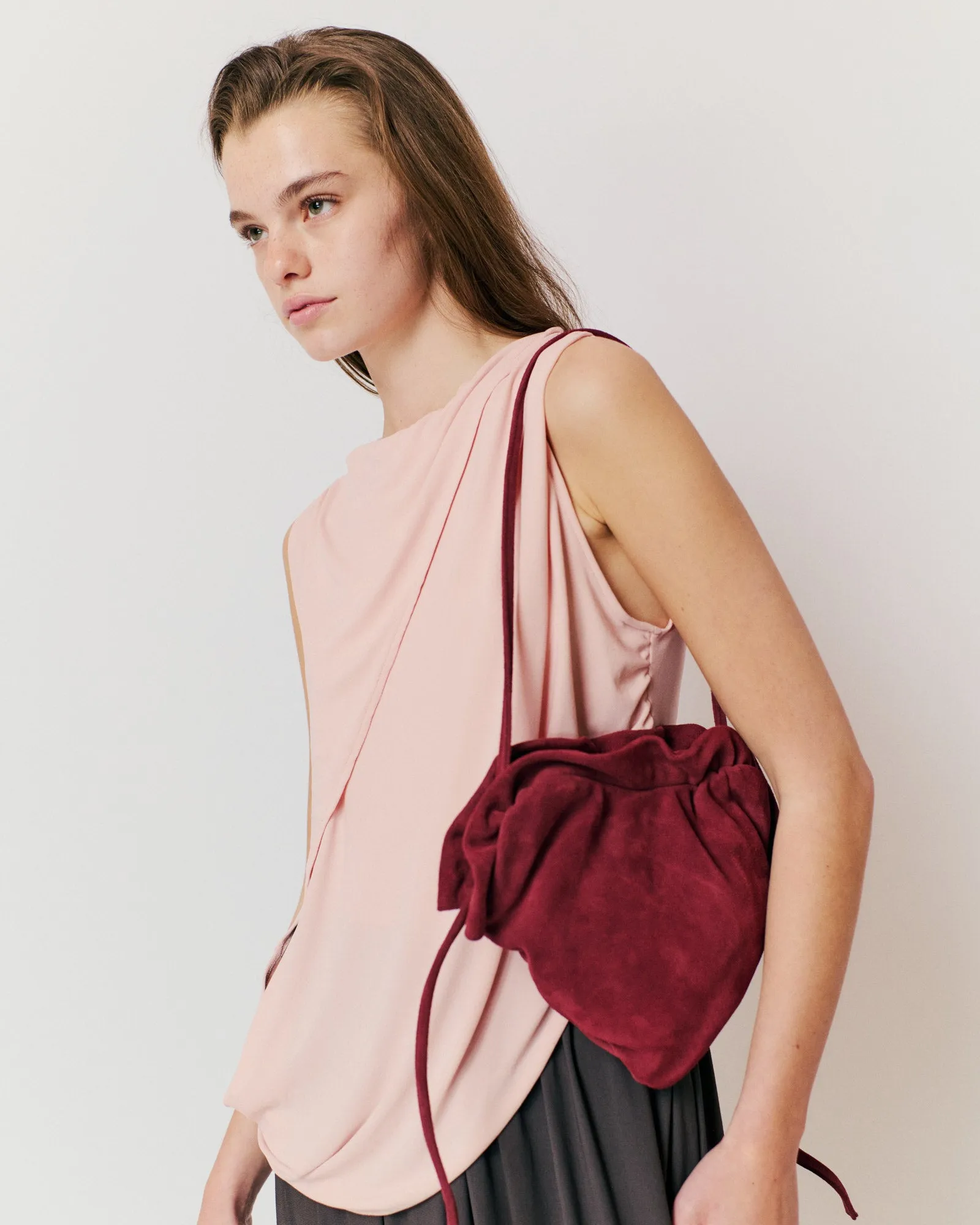 Zally heart bag Calf suede Pomegranate sold by Anonymous Copenhagen product image thumbnail 3