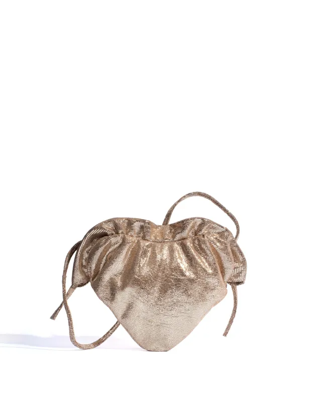 Zally heart bag Lizard metallic goat Vintage champagne sold by Anonymous Copenhagen