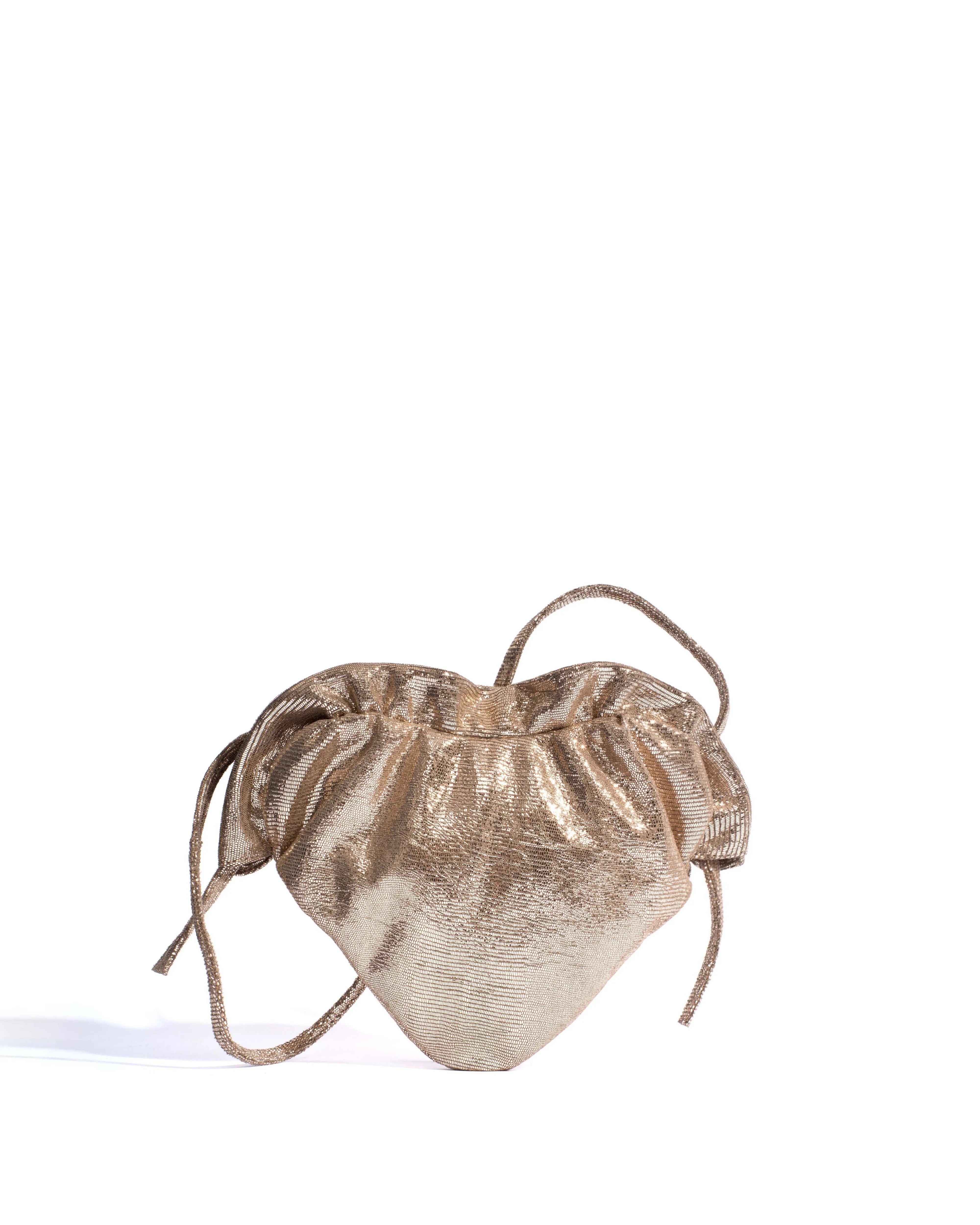 Zally heart bag Lizard metallic goat Vintage champagne sold by Anonymous Copenhagen
