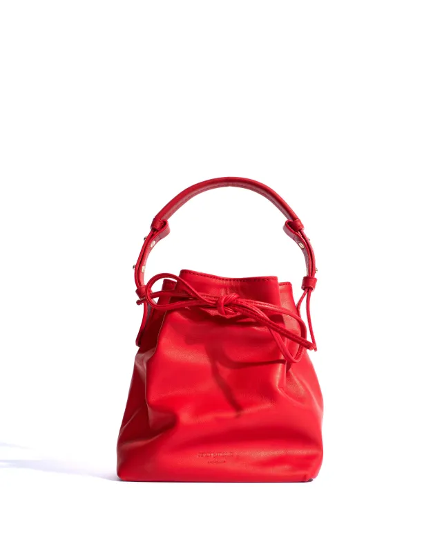 Kacey petite bucket bag Soft calf Ruby red sold by Anonymous Copenhagen